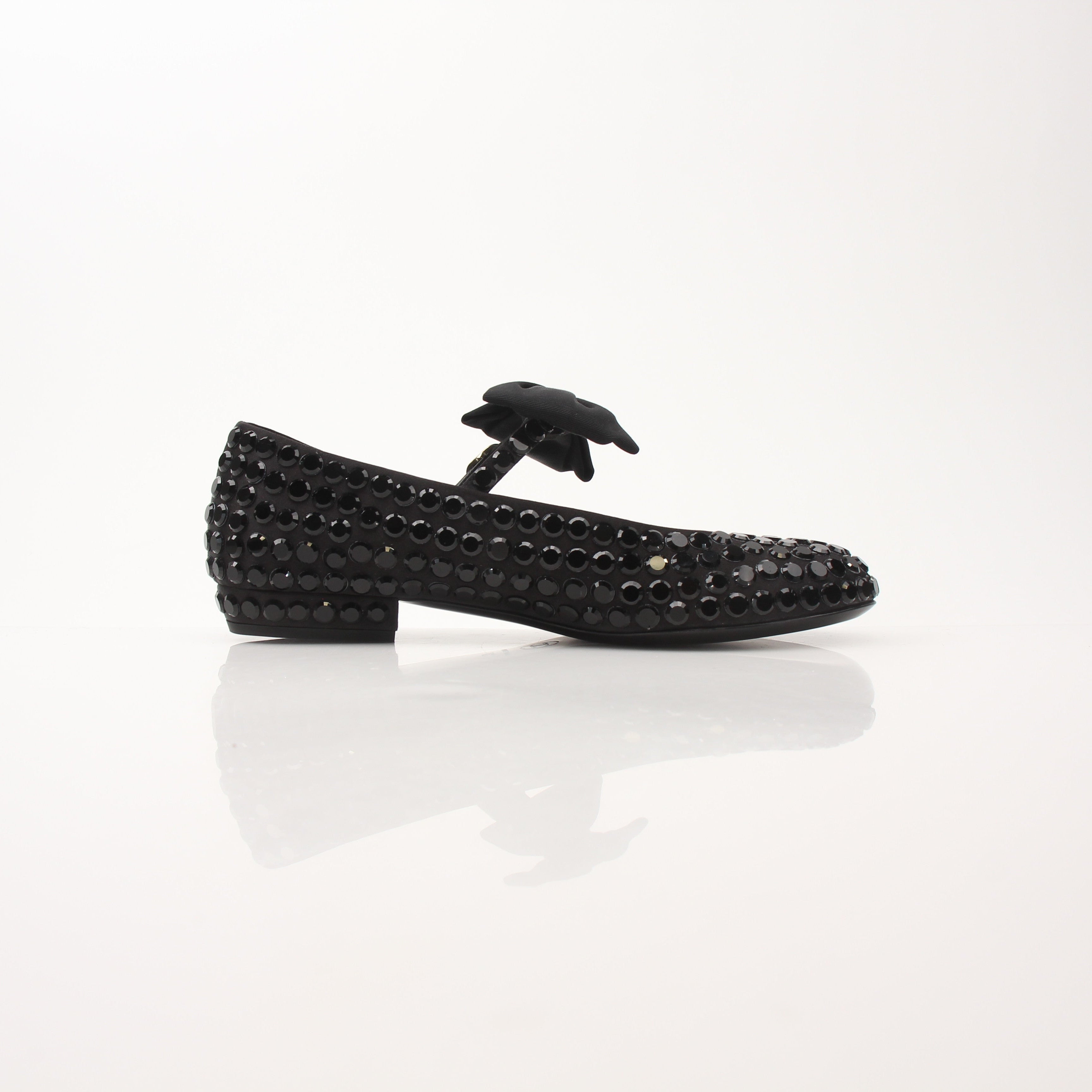 Chanel Women’s Satin Strass Bow Mary Jane Flats