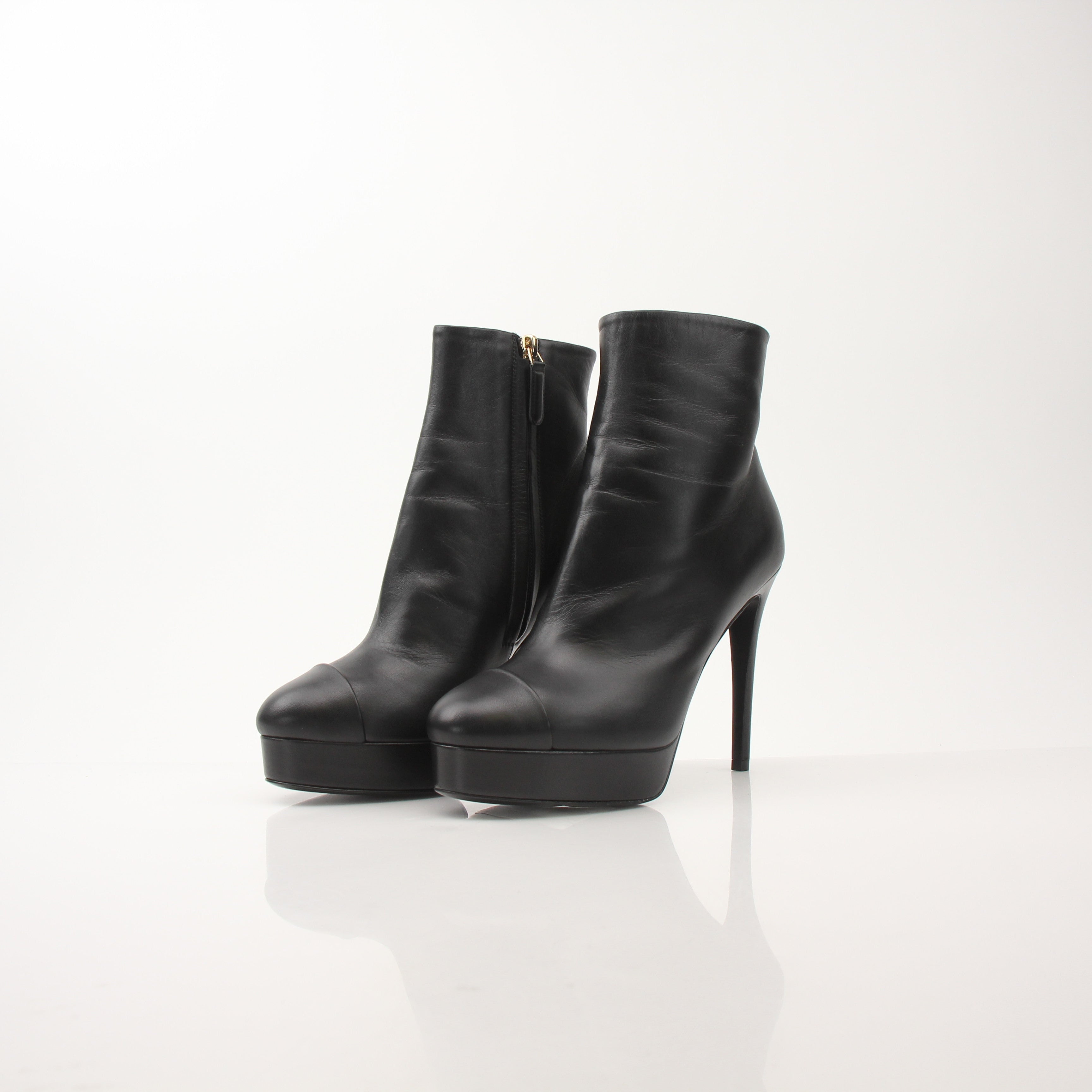 Chanel Women’s Cap Toe Platform Ankle Boots