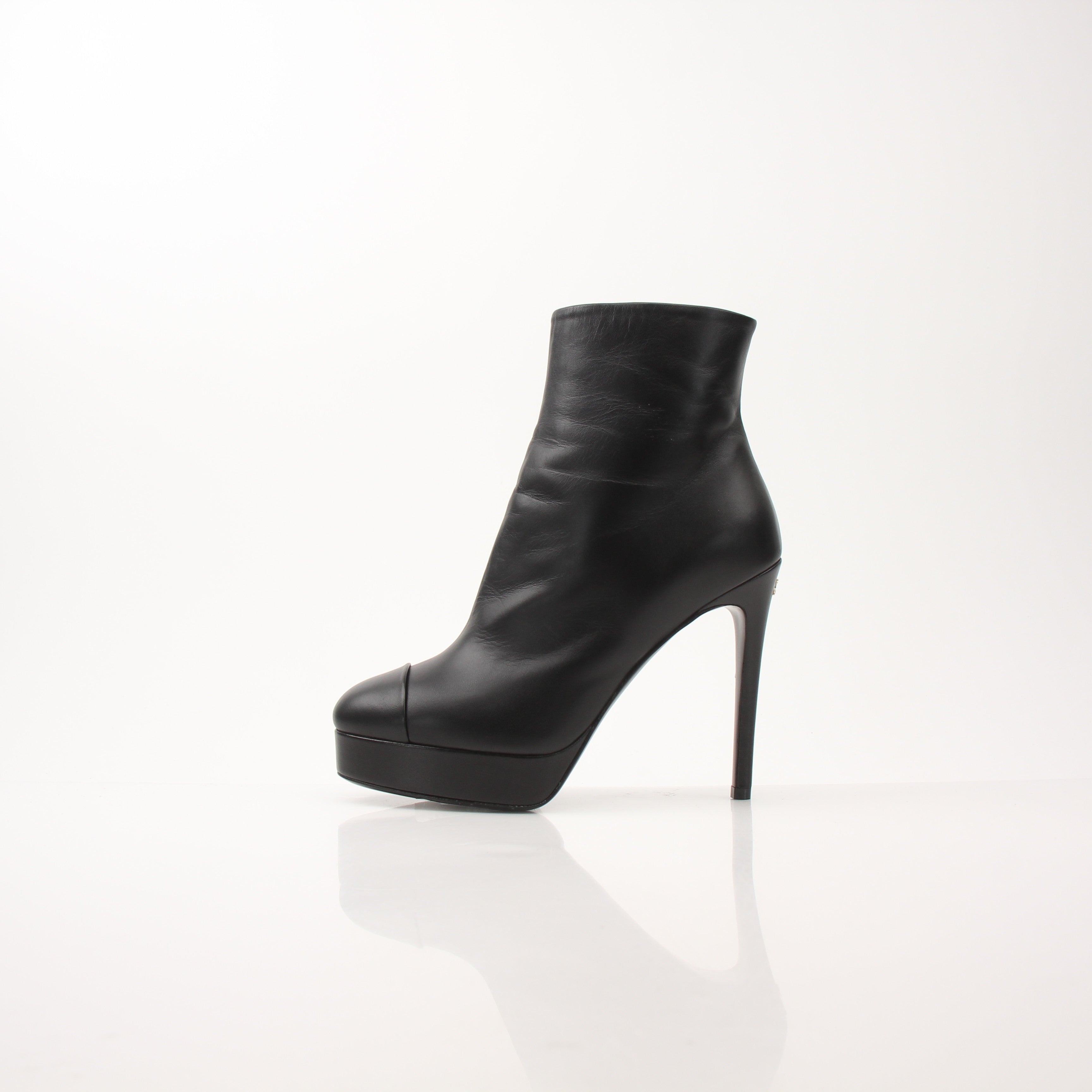 Chanel Women’s Cap Toe Platform Ankle Boots