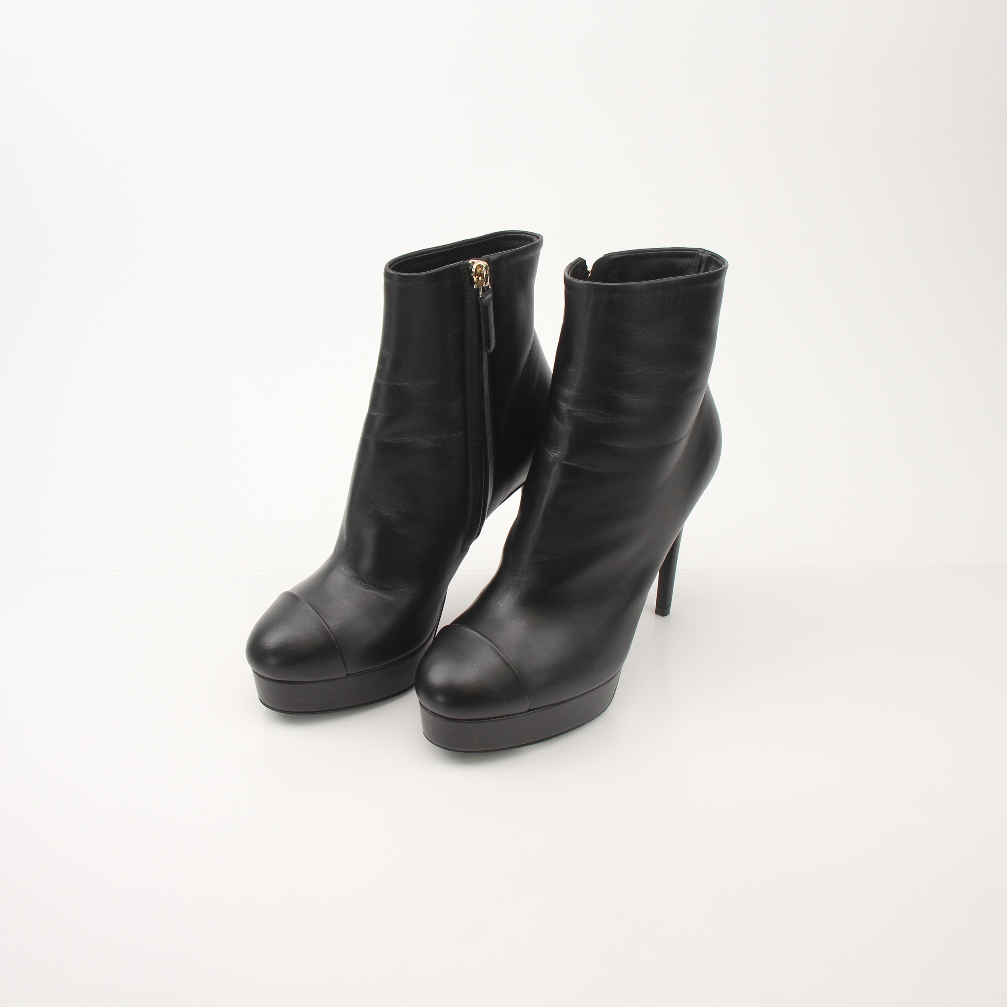 Chanel Women’s Cap Toe Platform Ankle Boots