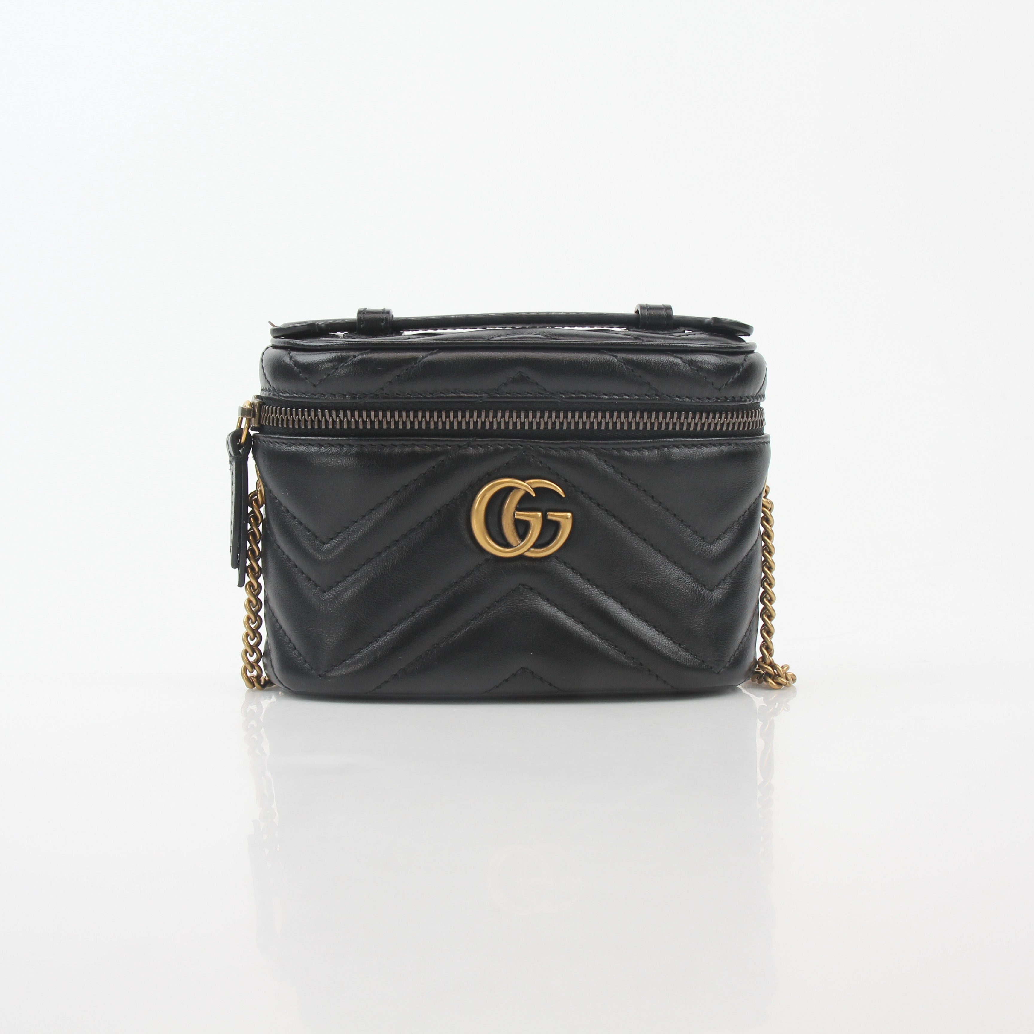 Gucci Black GG Marmont Mini Vanity Bag
