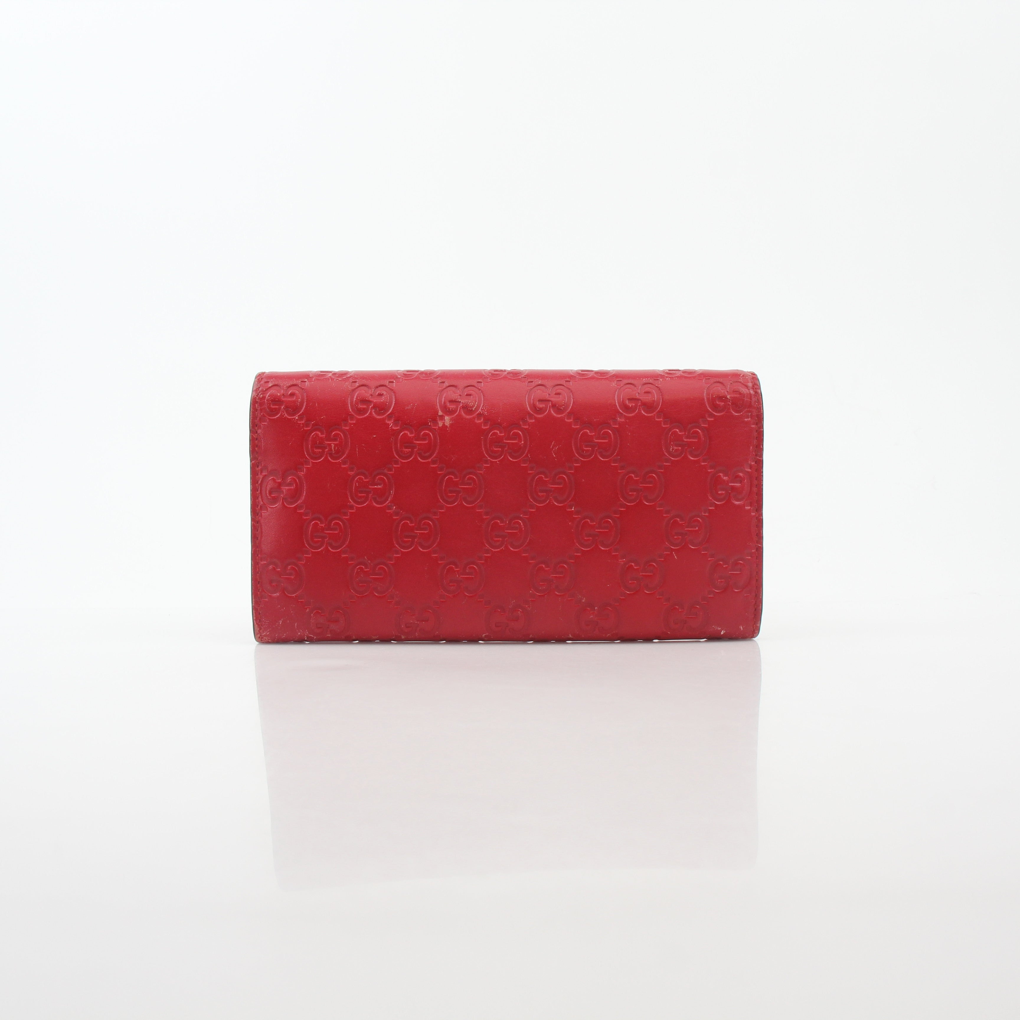 Gucci Red Guccissima Padlock Continental Chain Wallet