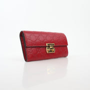Gucci Red Guccissima Padlock Continental Chain Wallet