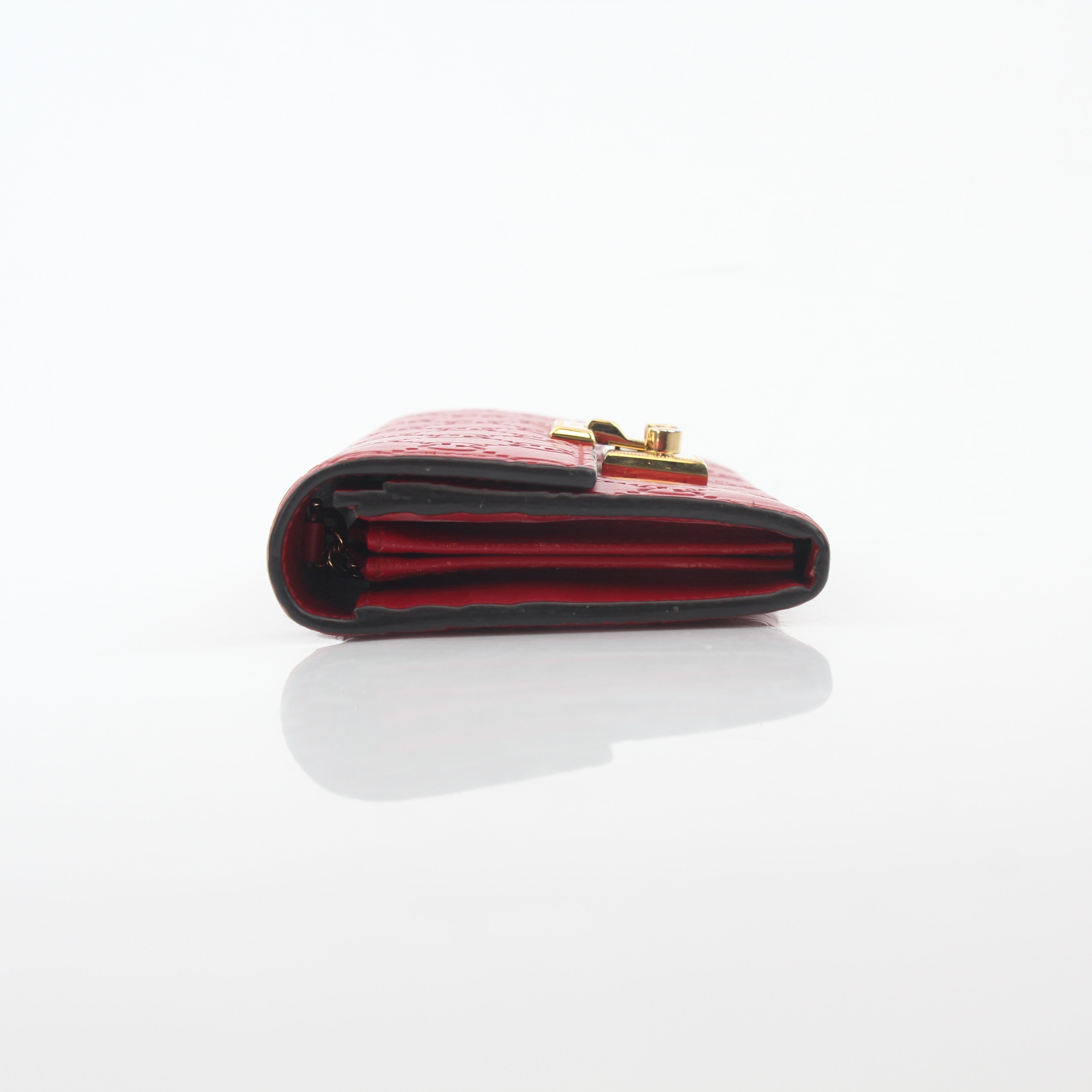 Gucci Red Guccissima Padlock Continental Chain Wallet