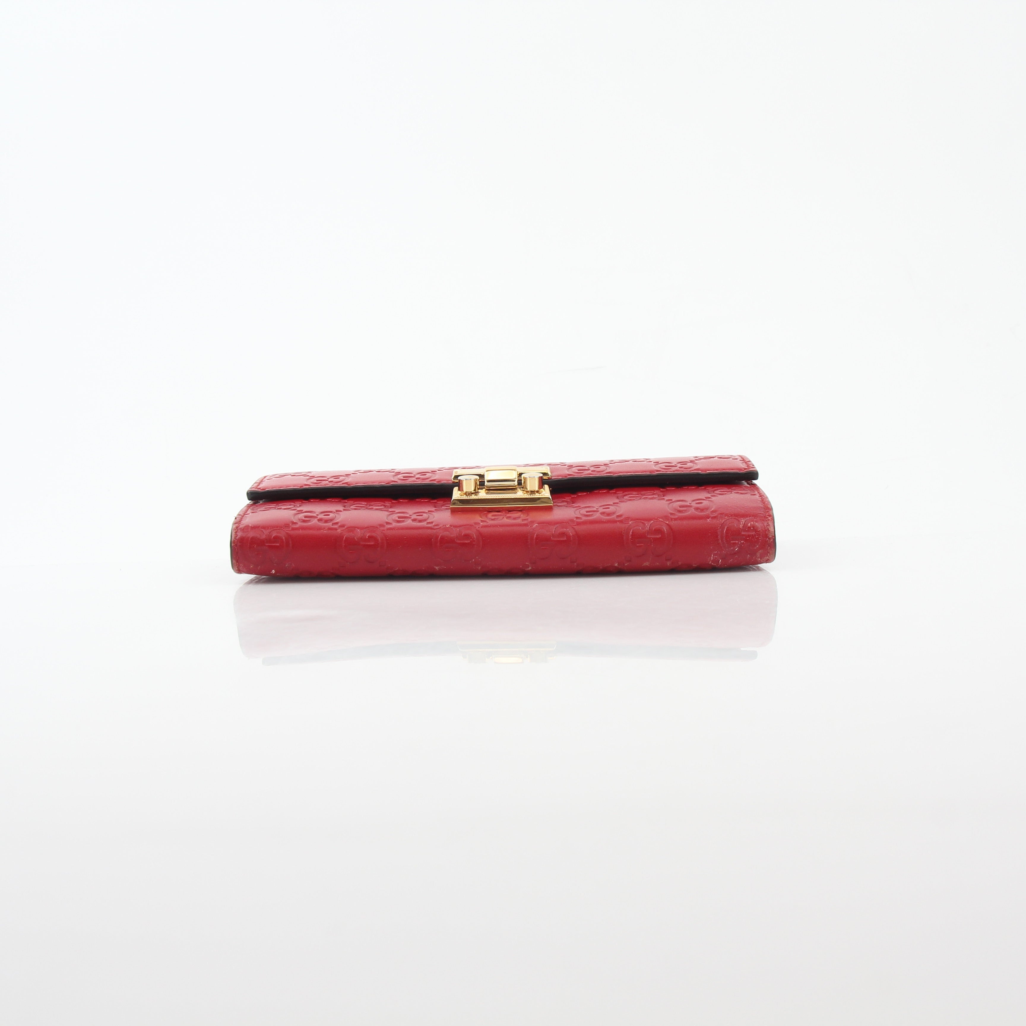 Gucci Red Guccissima Padlock Continental Chain Wallet