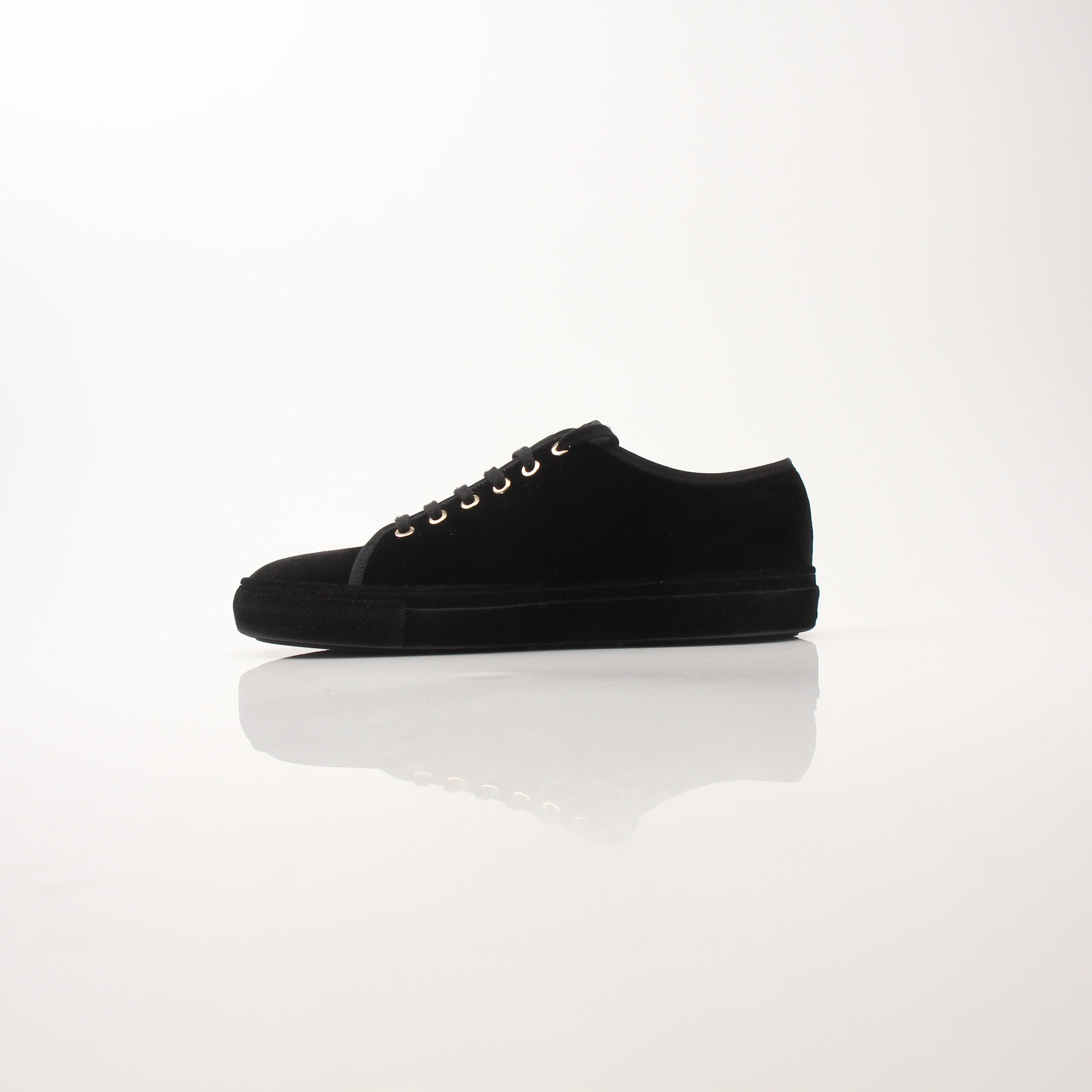 Chanel Women’s Black Velvet Interlocking CC Logo Sneakers