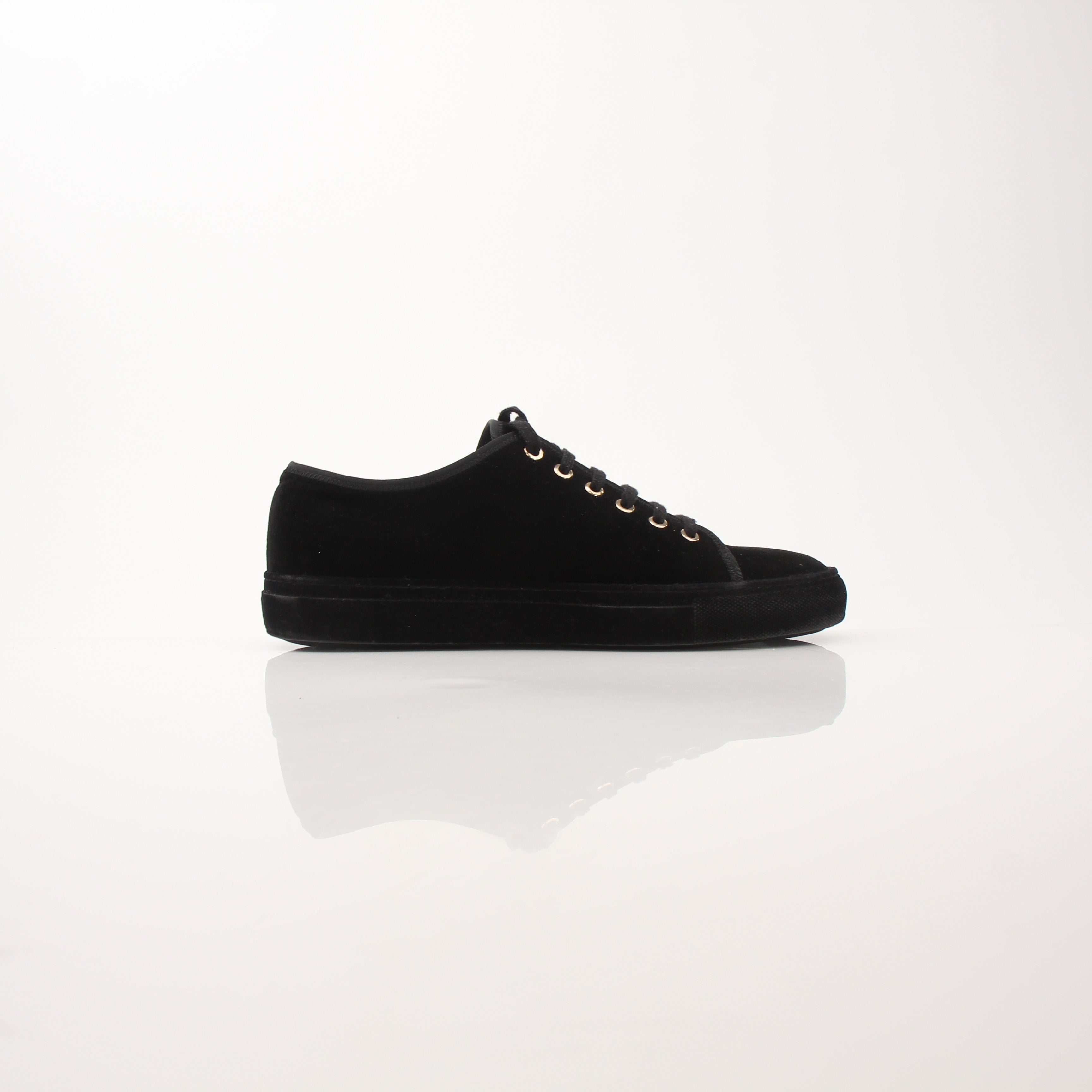Chanel Women’s Black Velvet Interlocking CC Logo Sneakers
