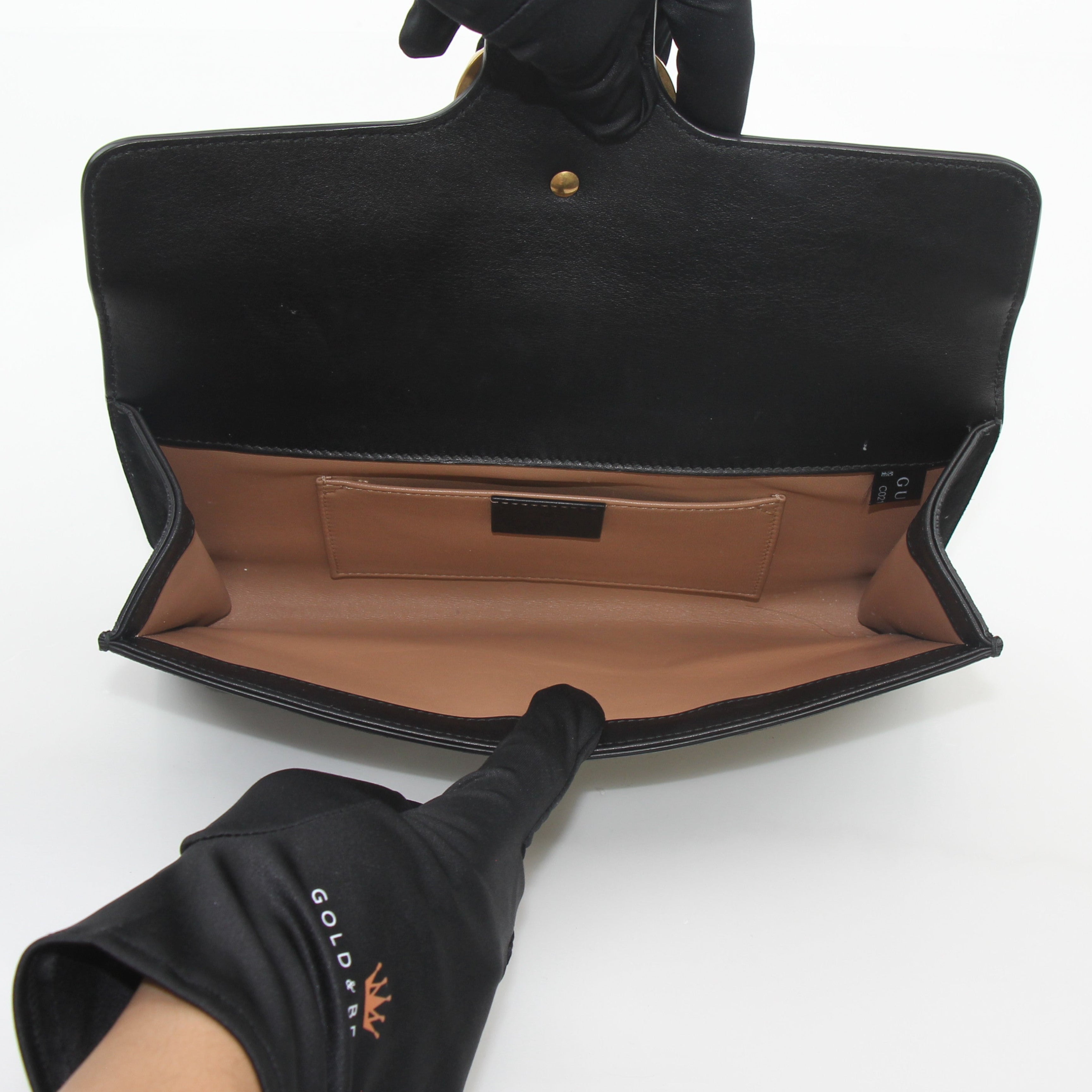 Gucci Black Suede Pearly GG Marmont Clutch Bag
