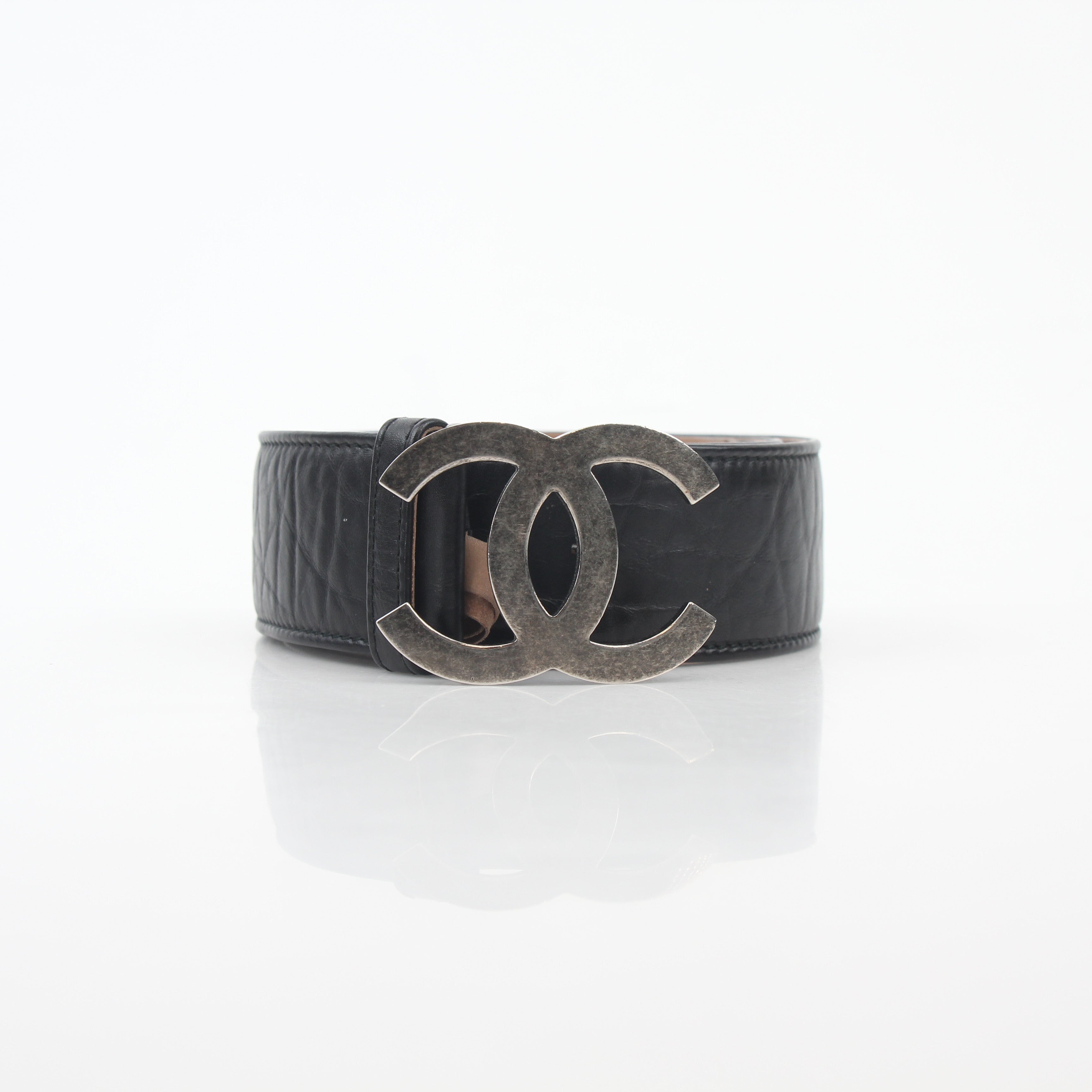 Chanel 12P Black Leather Lucky Charms Belt