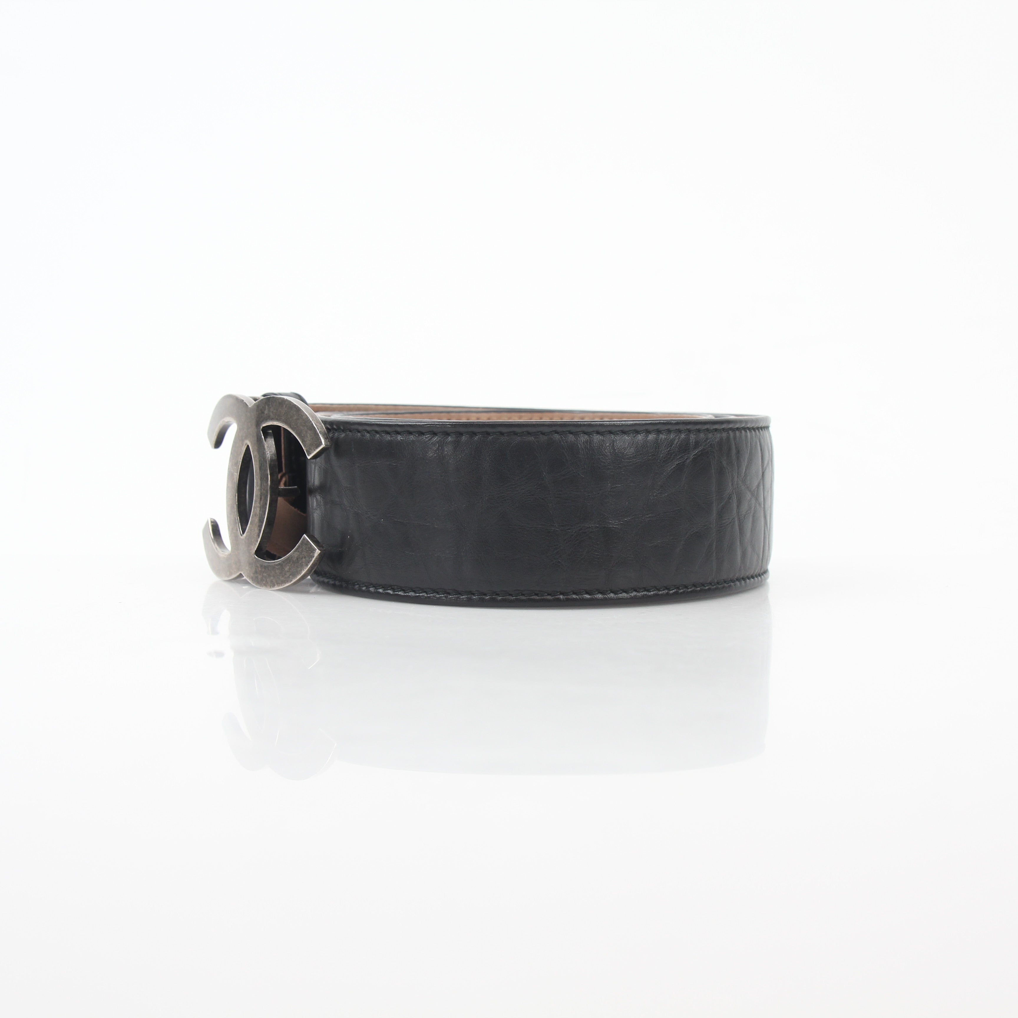 Chanel 12P Black Leather Lucky Charms Belt