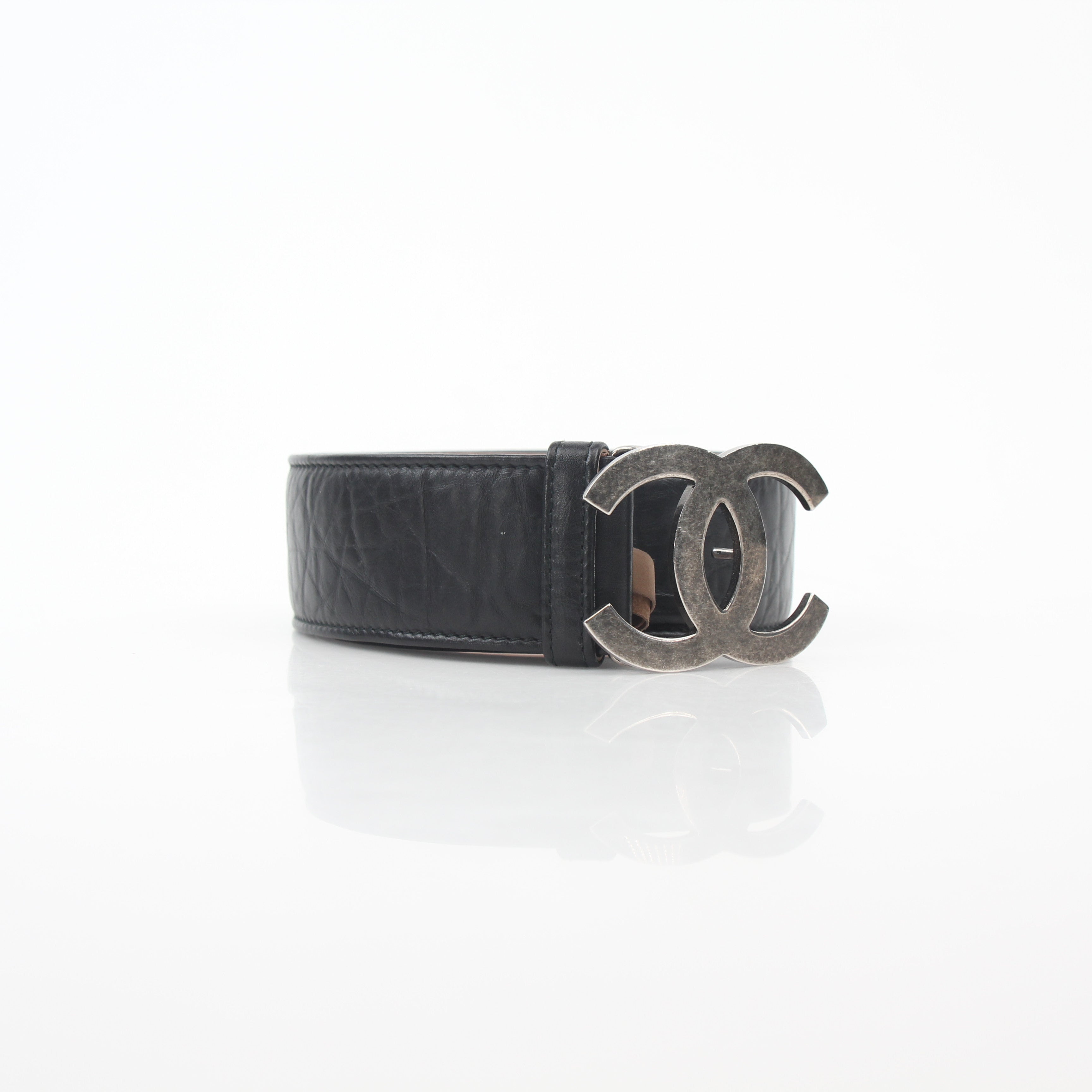Chanel 12P Black Leather Lucky Charms Belt