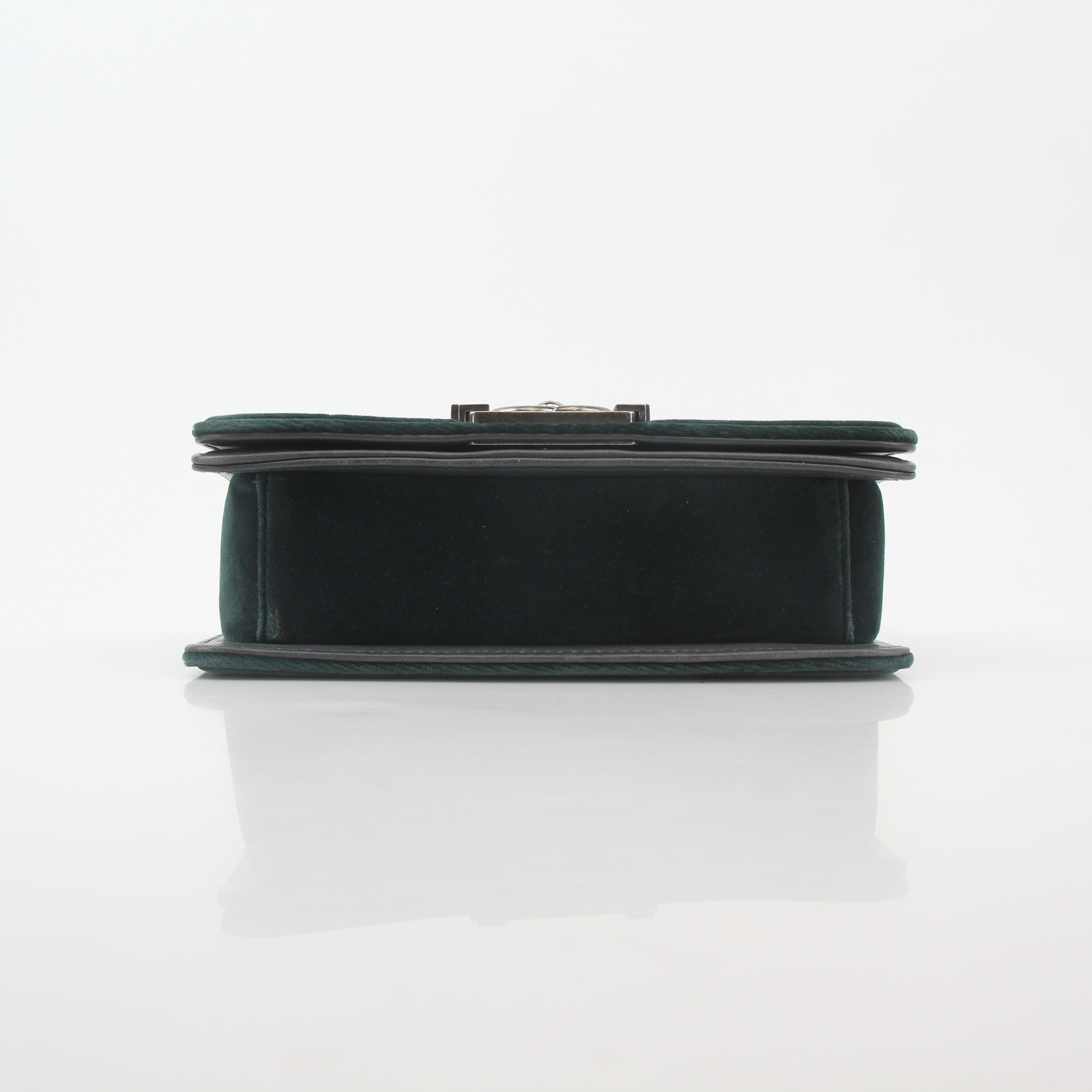 Chanel Green Velvet Small Boy Flap Bag