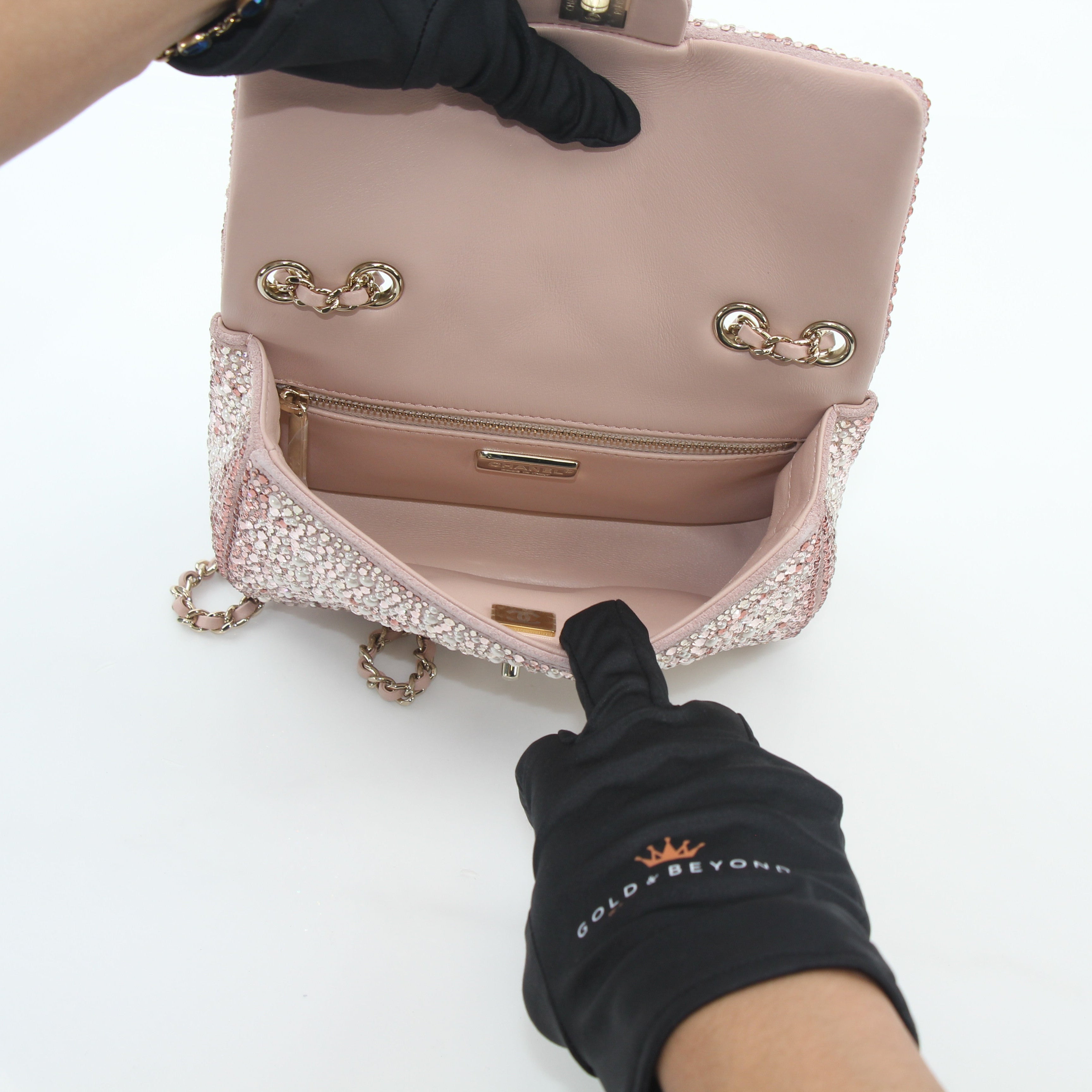 Chanel Pink Strass Crystal & Pearl Rectangular Flap Bag