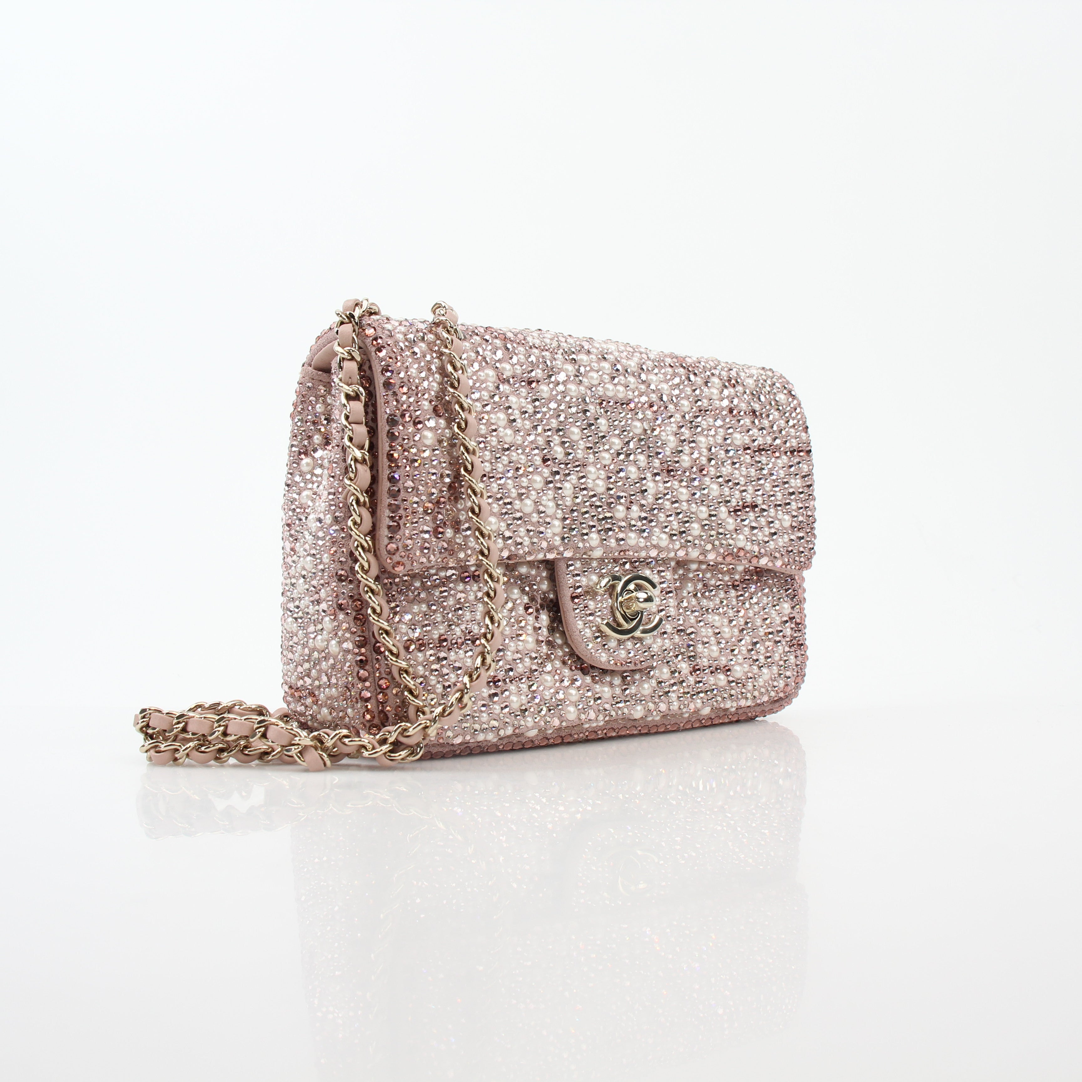 Chanel Pink Strass Crystal & Pearl Rectangular Flap Bag