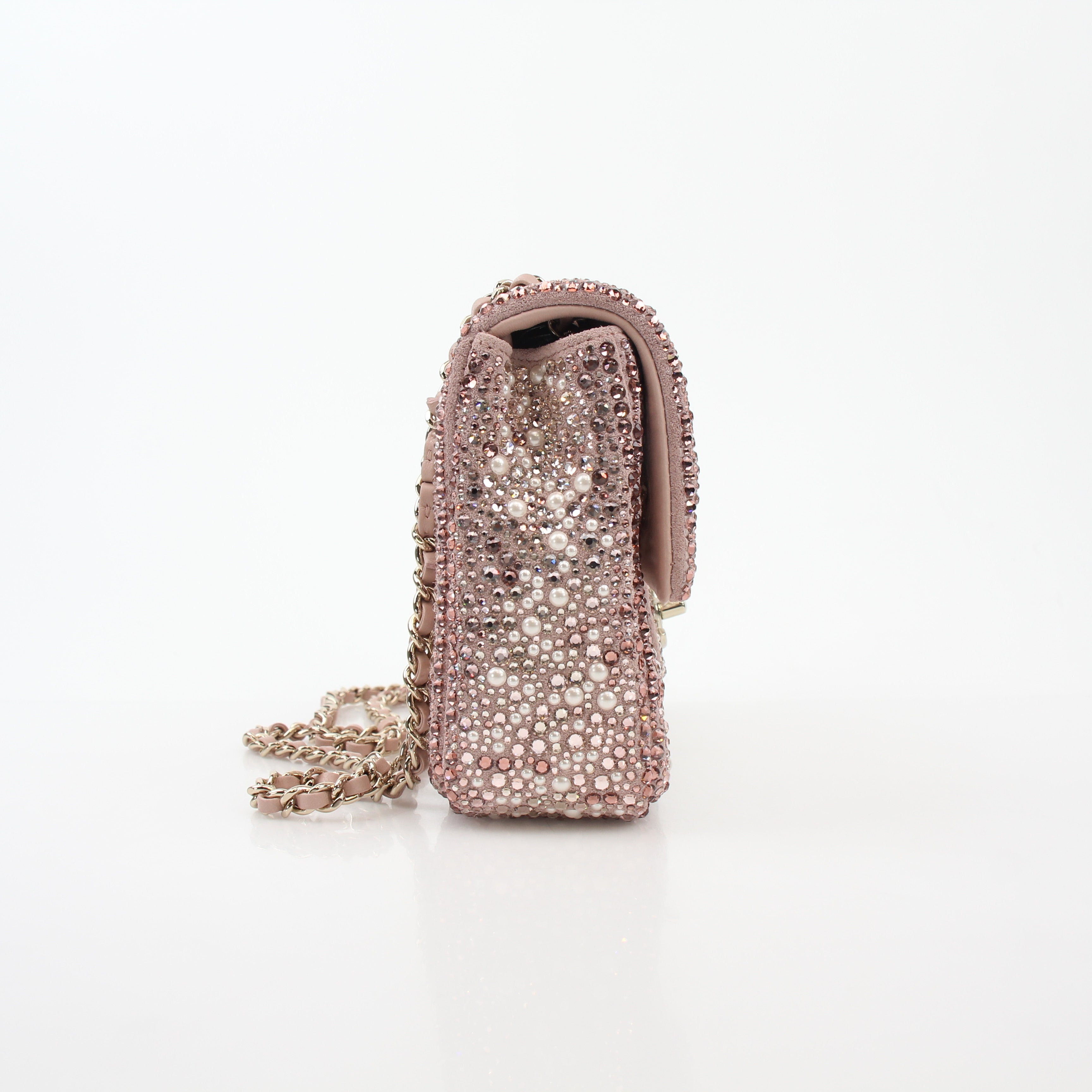 Chanel Pink Strass Crystal & Pearl Rectangular Flap Bag