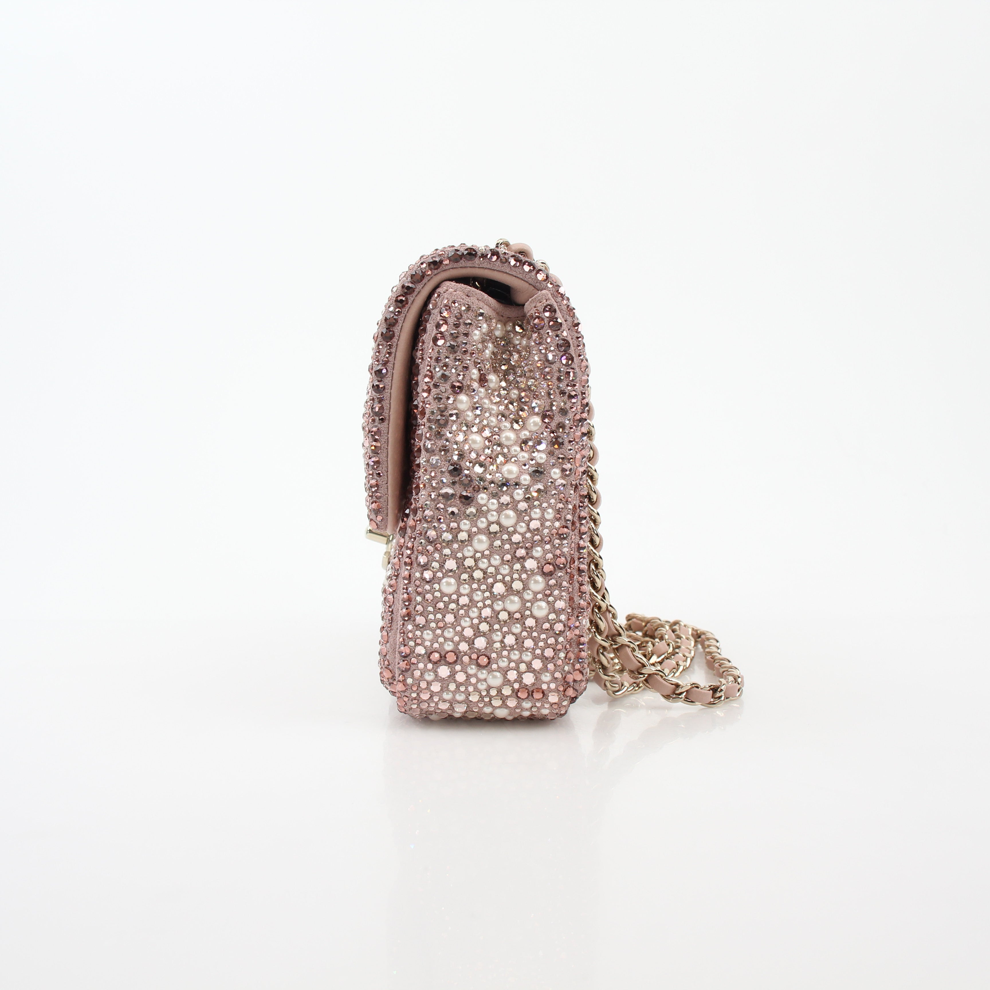 Chanel Pink Strass Crystal & Pearl Rectangular Flap Bag