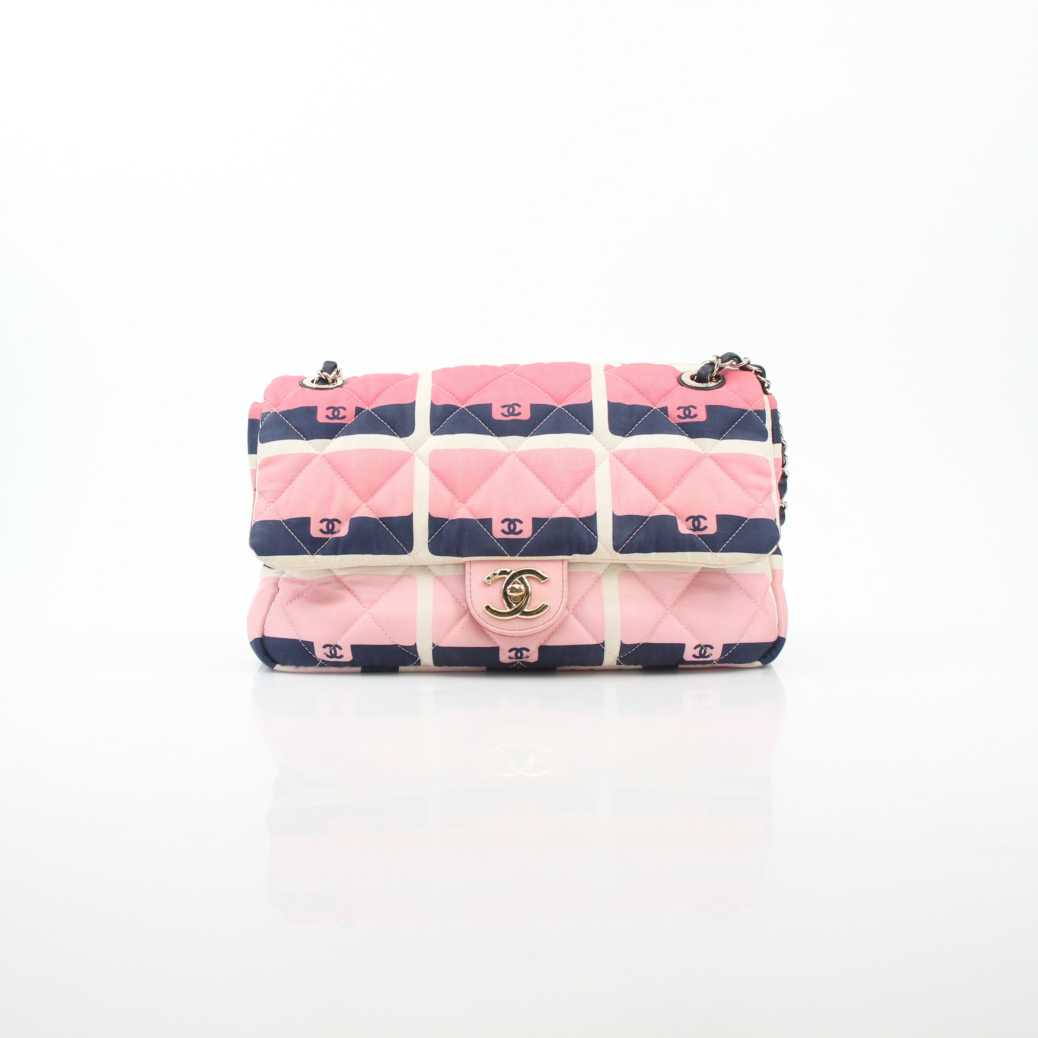 Chanel Pink CC Logo Matelassé Print Jumbo Flap Shoulder Bag