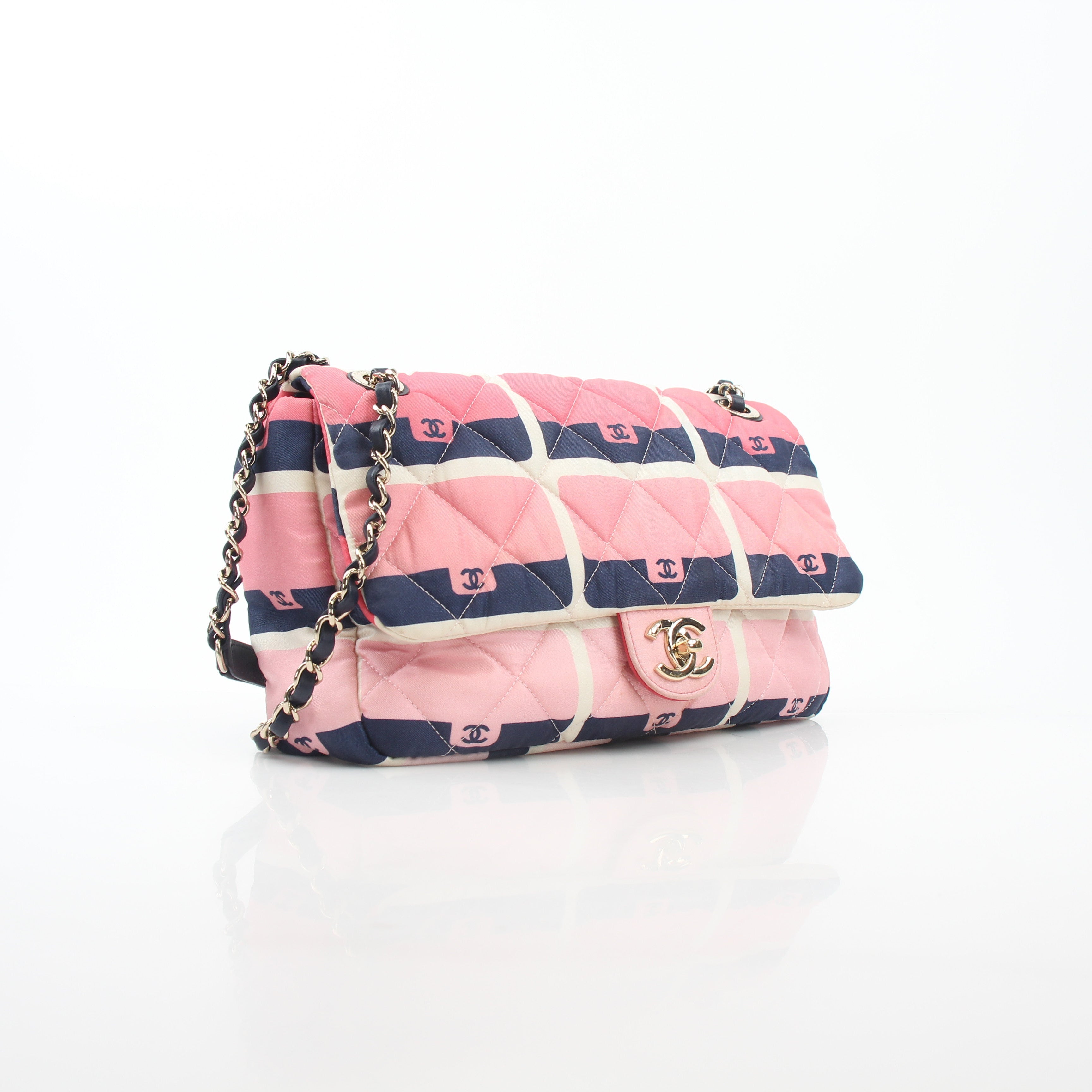 Chanel Pink CC Logo Matelassé Print Jumbo Flap Shoulder Bag