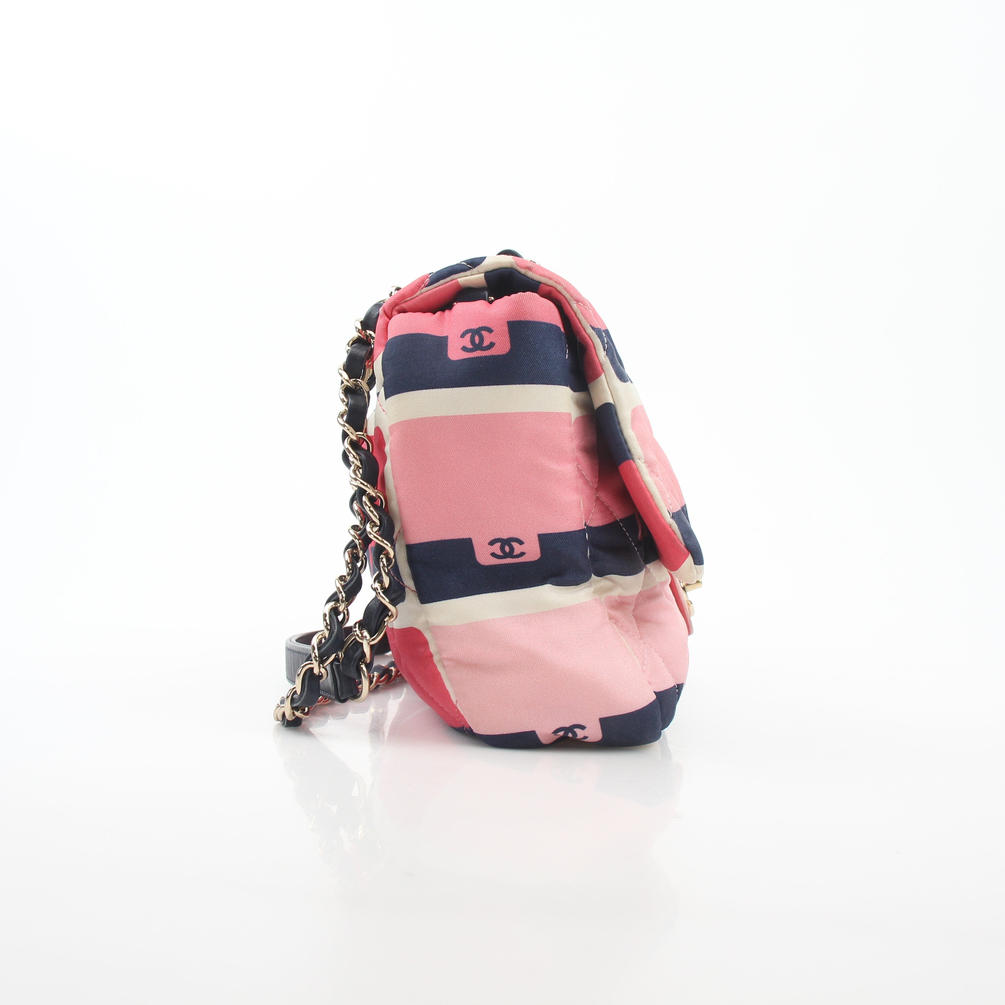 Chanel Pink CC Logo Matelassé Print Jumbo Flap Shoulder Bag