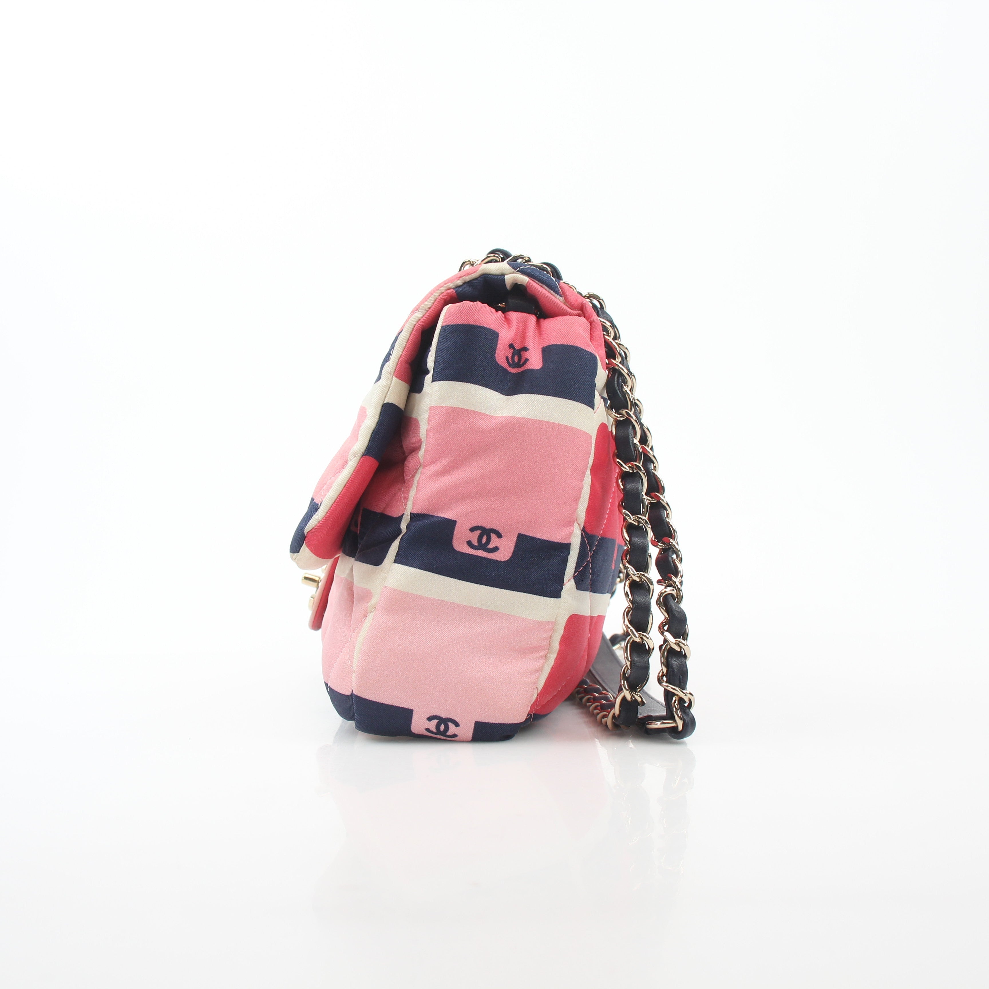 Chanel Pink CC Logo Matelassé Print Jumbo Flap Shoulder Bag