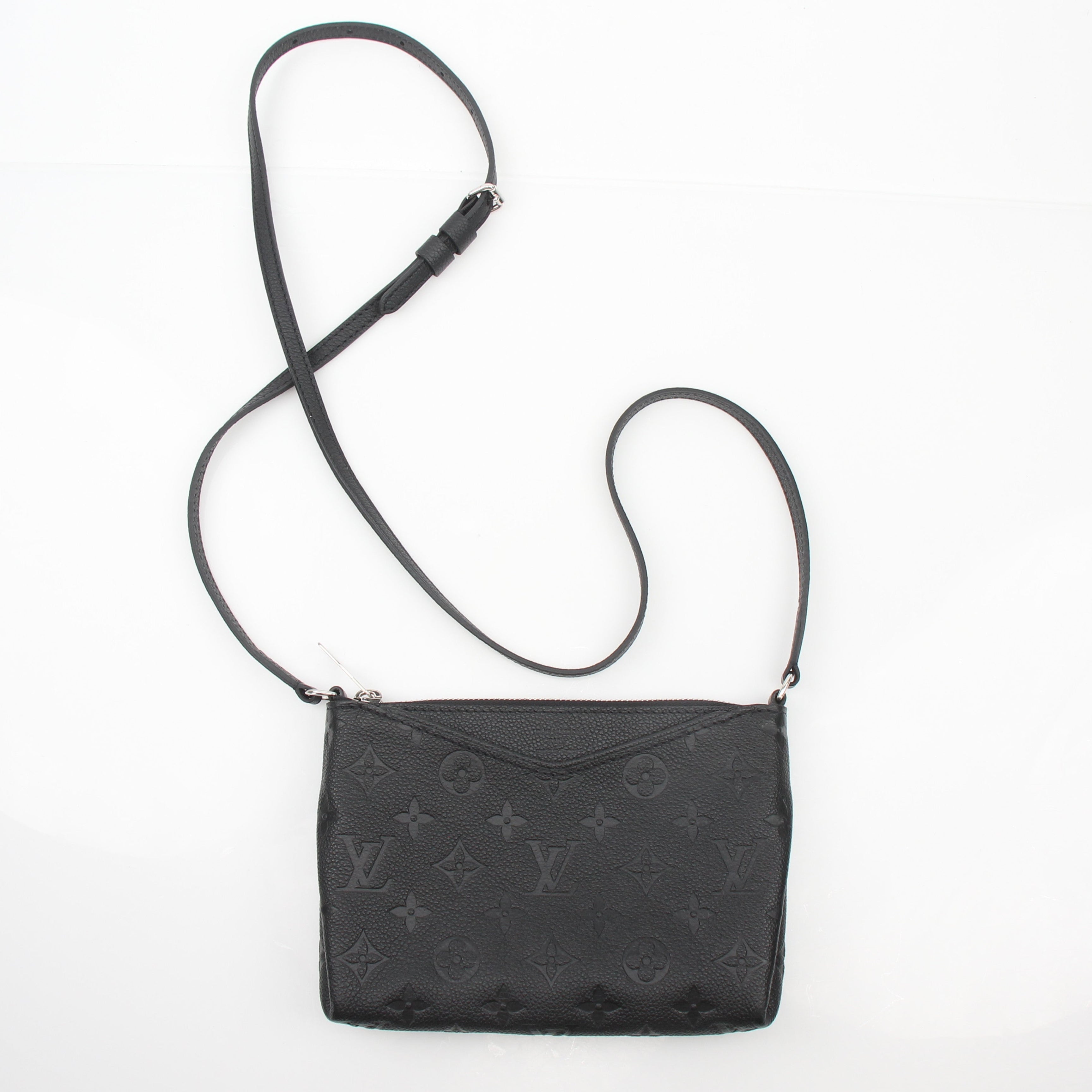 Louis Vuitton Pallas Clutch Black Leather Crossbody Bag