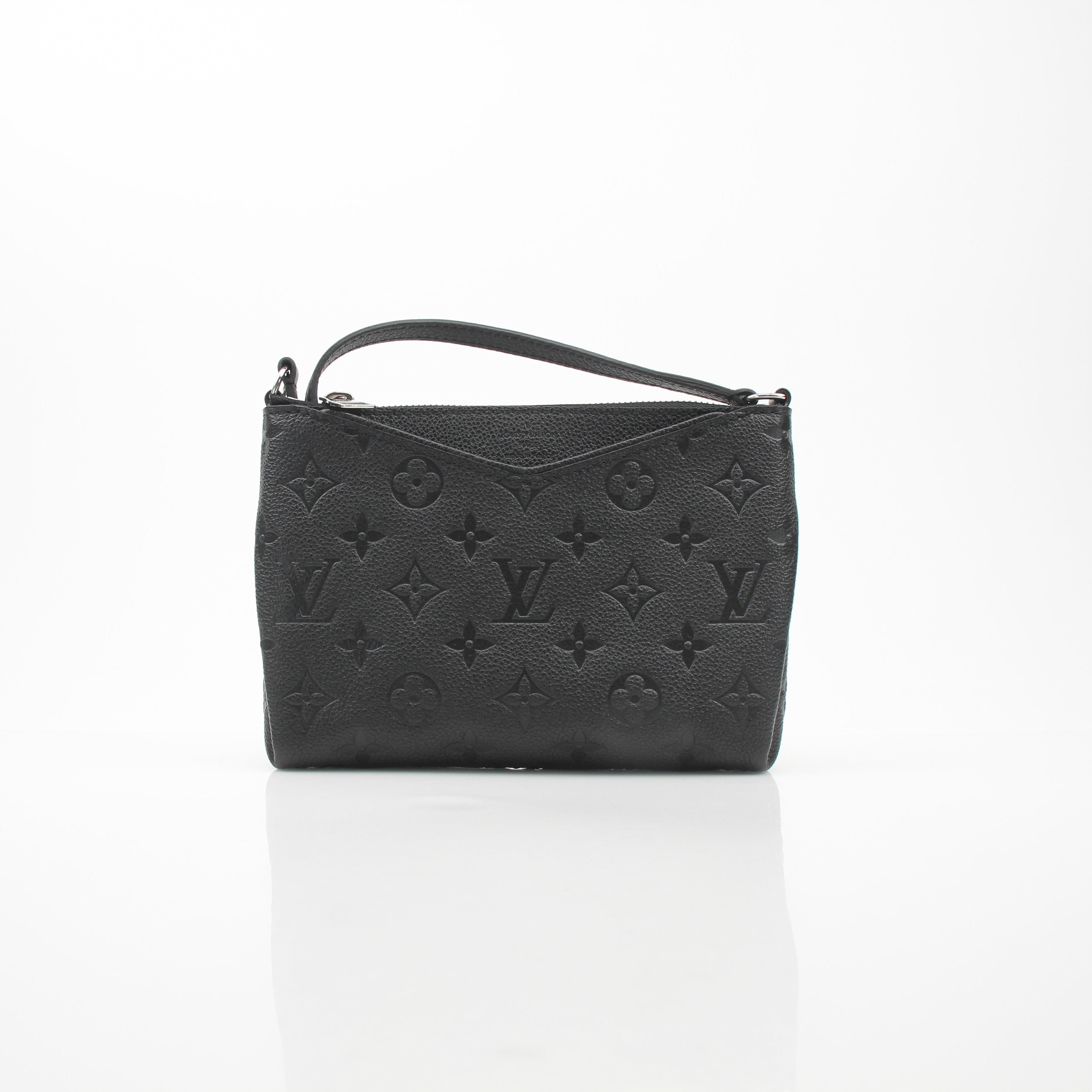 Louis Vuitton Pallas Clutch Black Leather Crossbody Bag