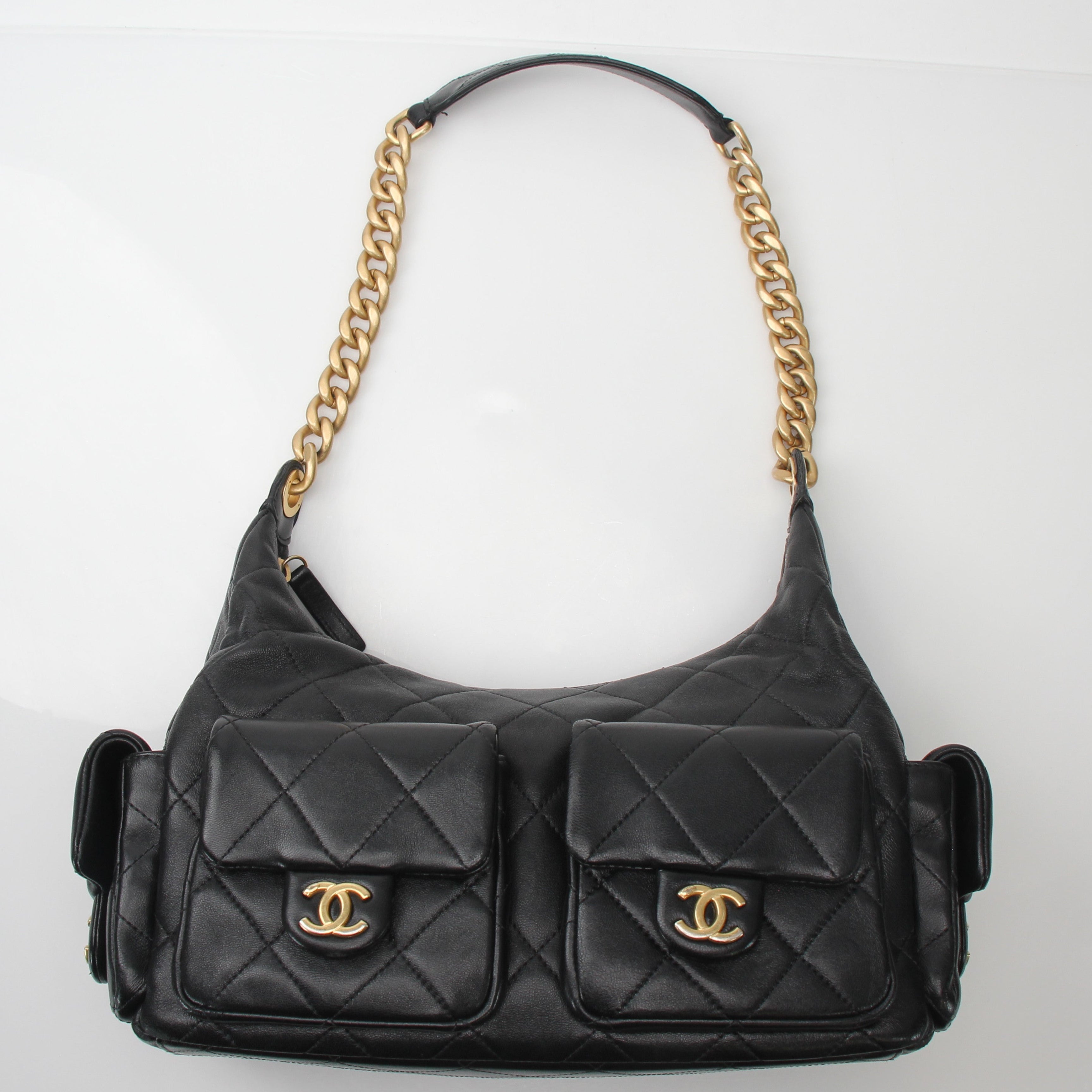 Chanel Tendy CC Large Quilted Pocket Hobo Bag