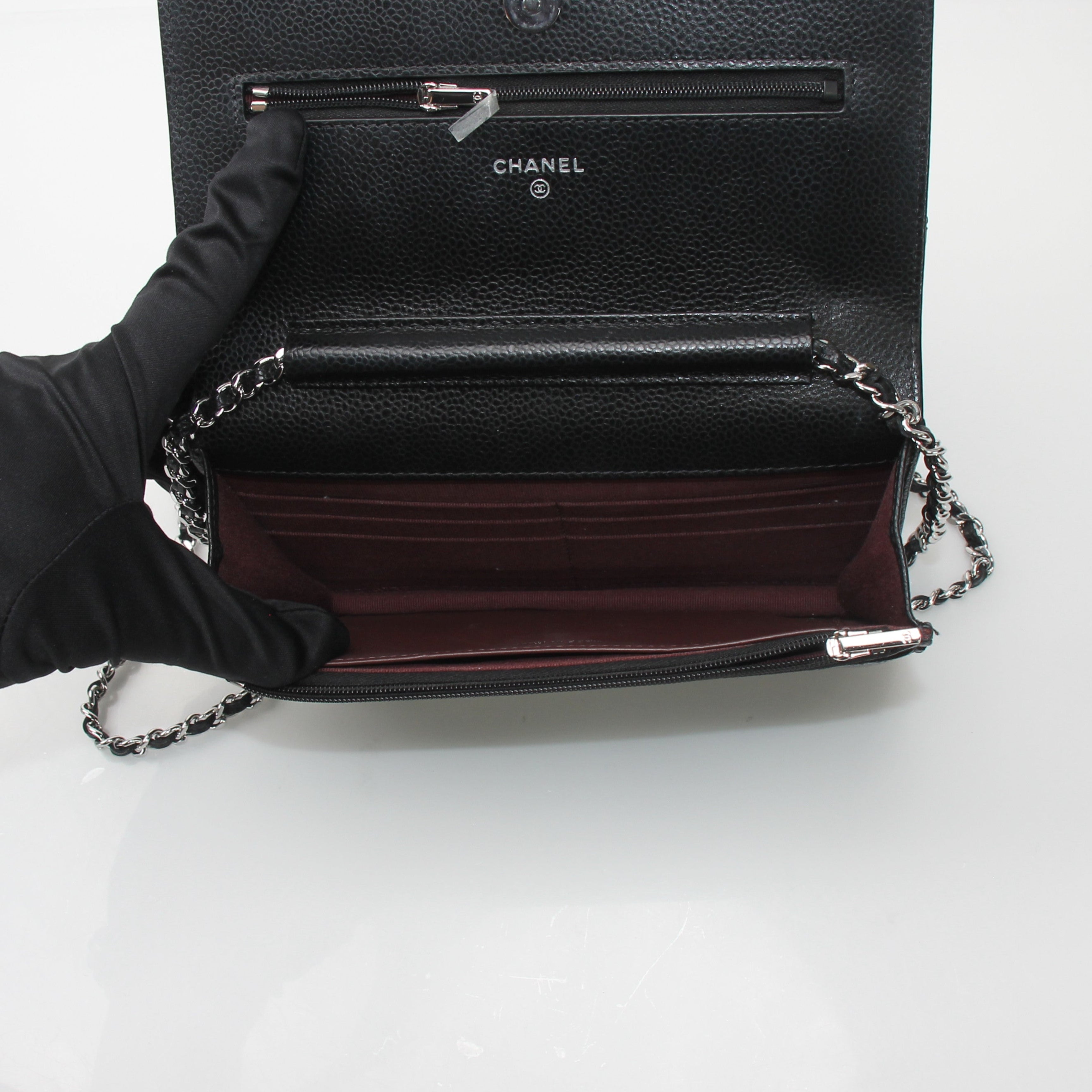 Chanel Quilted Caviar Wallet on Chain