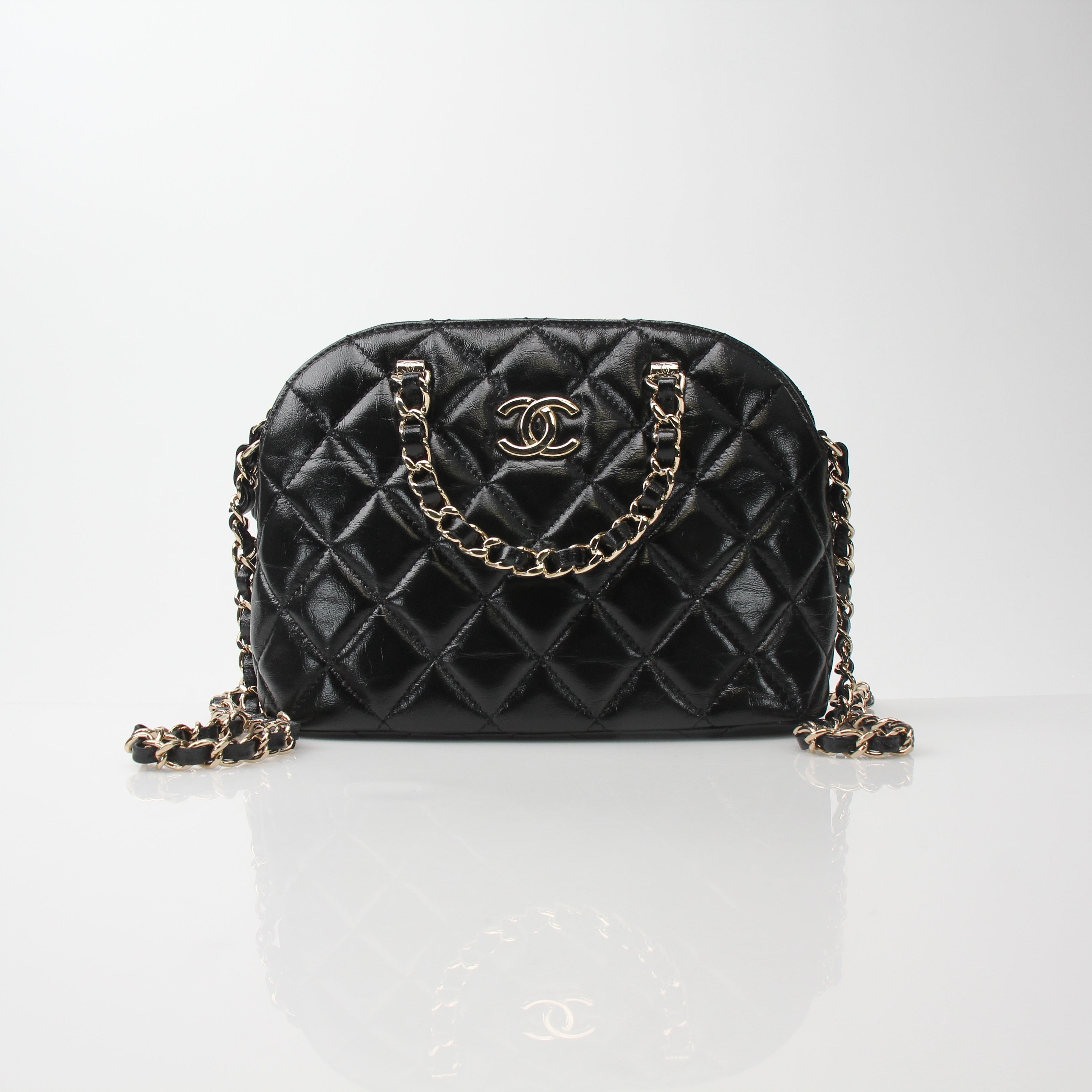 Chanel Shiny Crumpled Calfskin Mini Bowling Bag