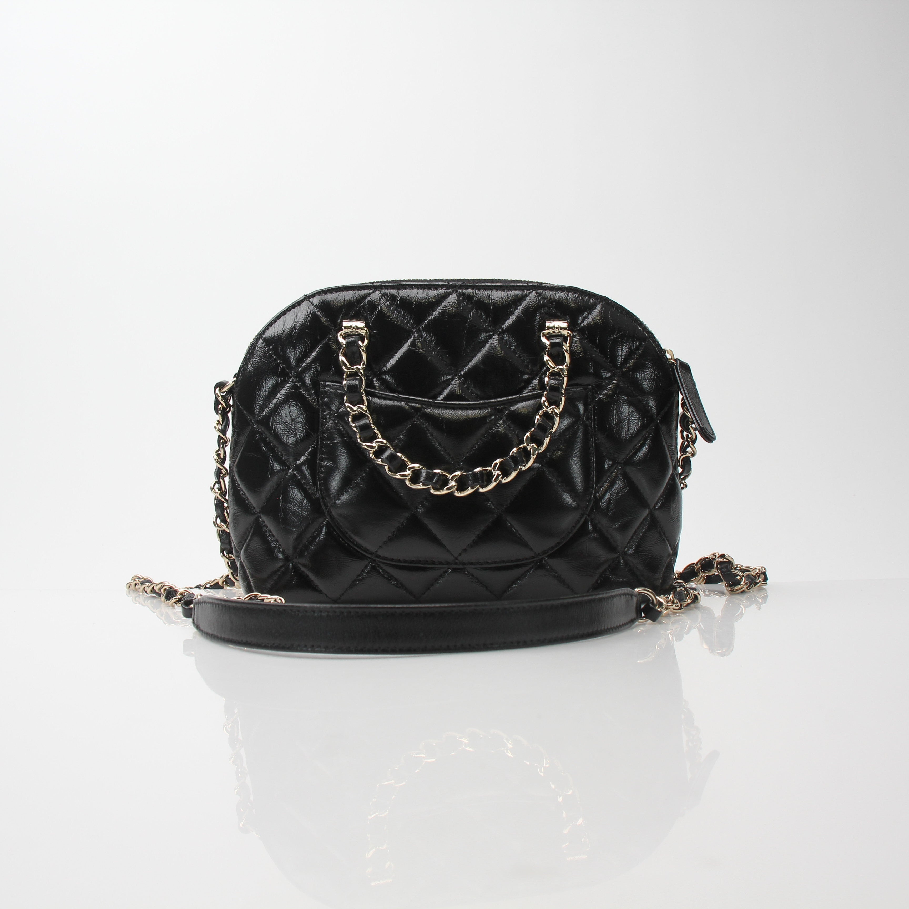 Chanel Shiny Crumpled Calfskin Mini Bowling Bag