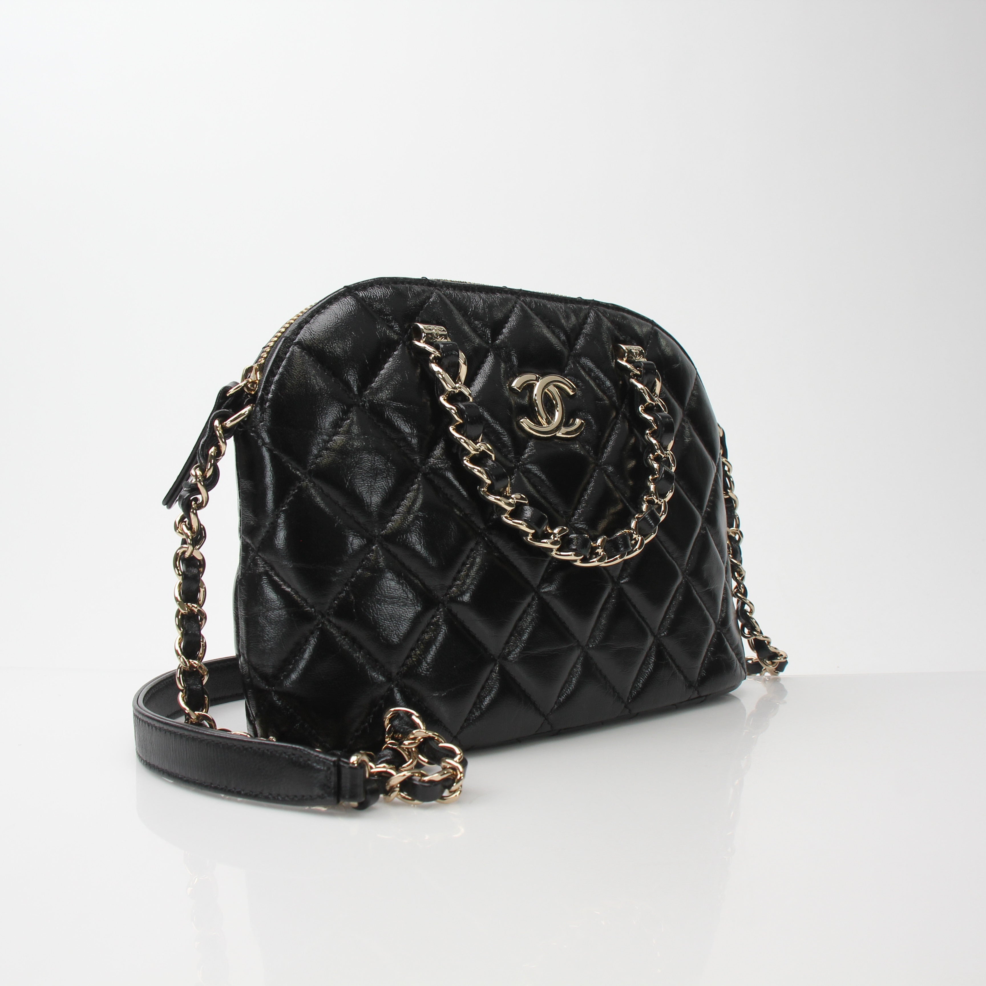 Chanel Shiny Crumpled Calfskin Mini Bowling Bag