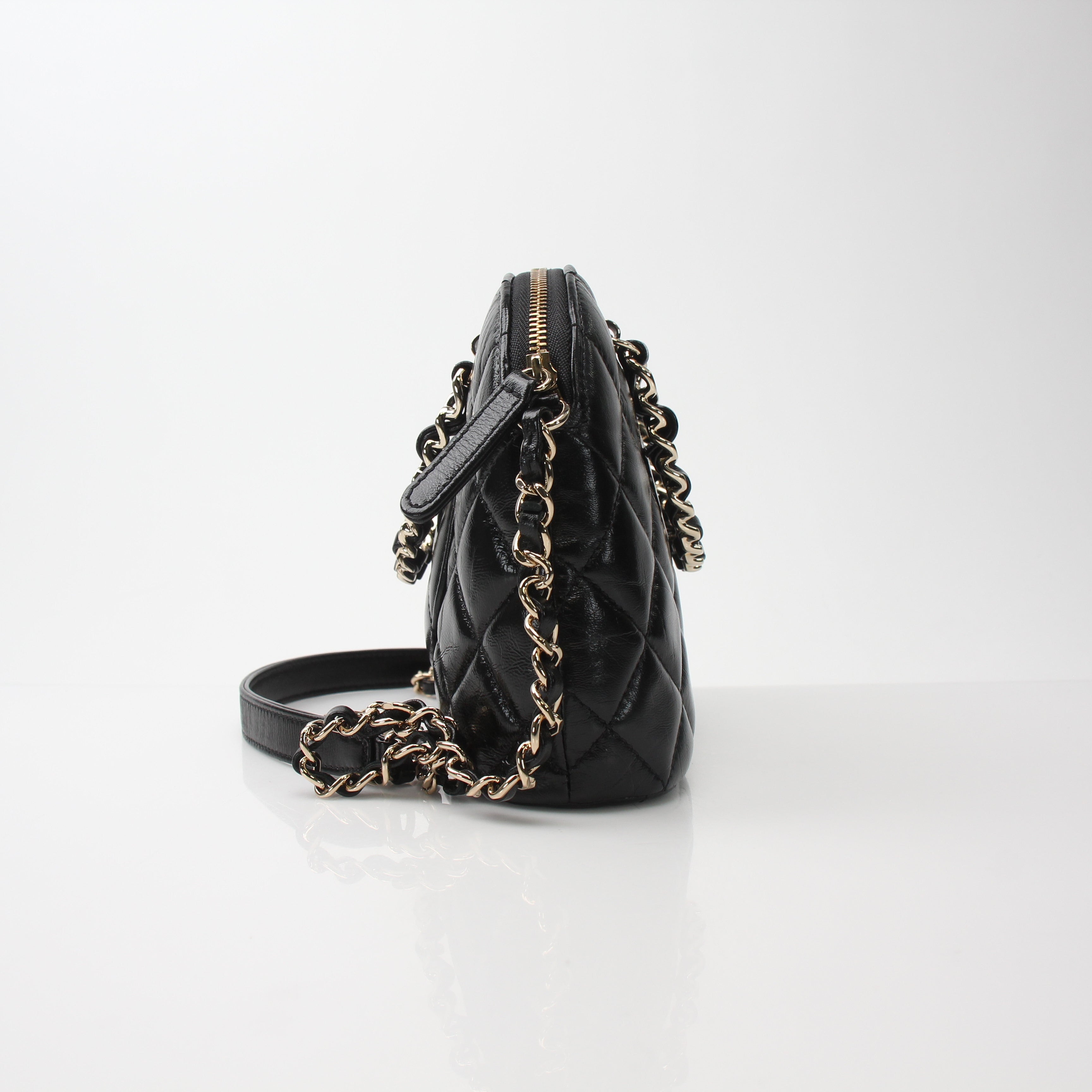 Chanel Shiny Crumpled Calfskin Mini Bowling Bag