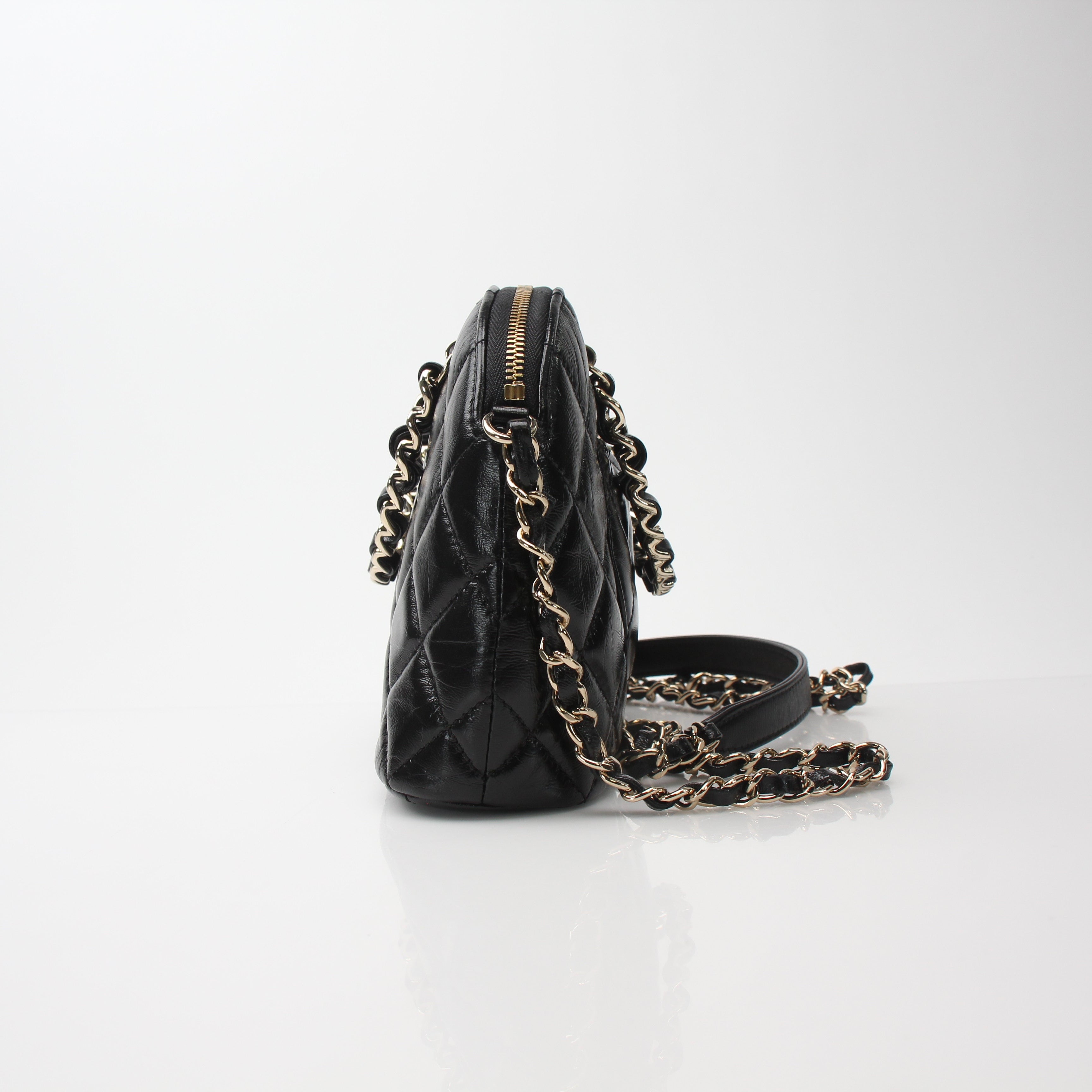 Chanel Shiny Crumpled Calfskin Mini Bowling Bag