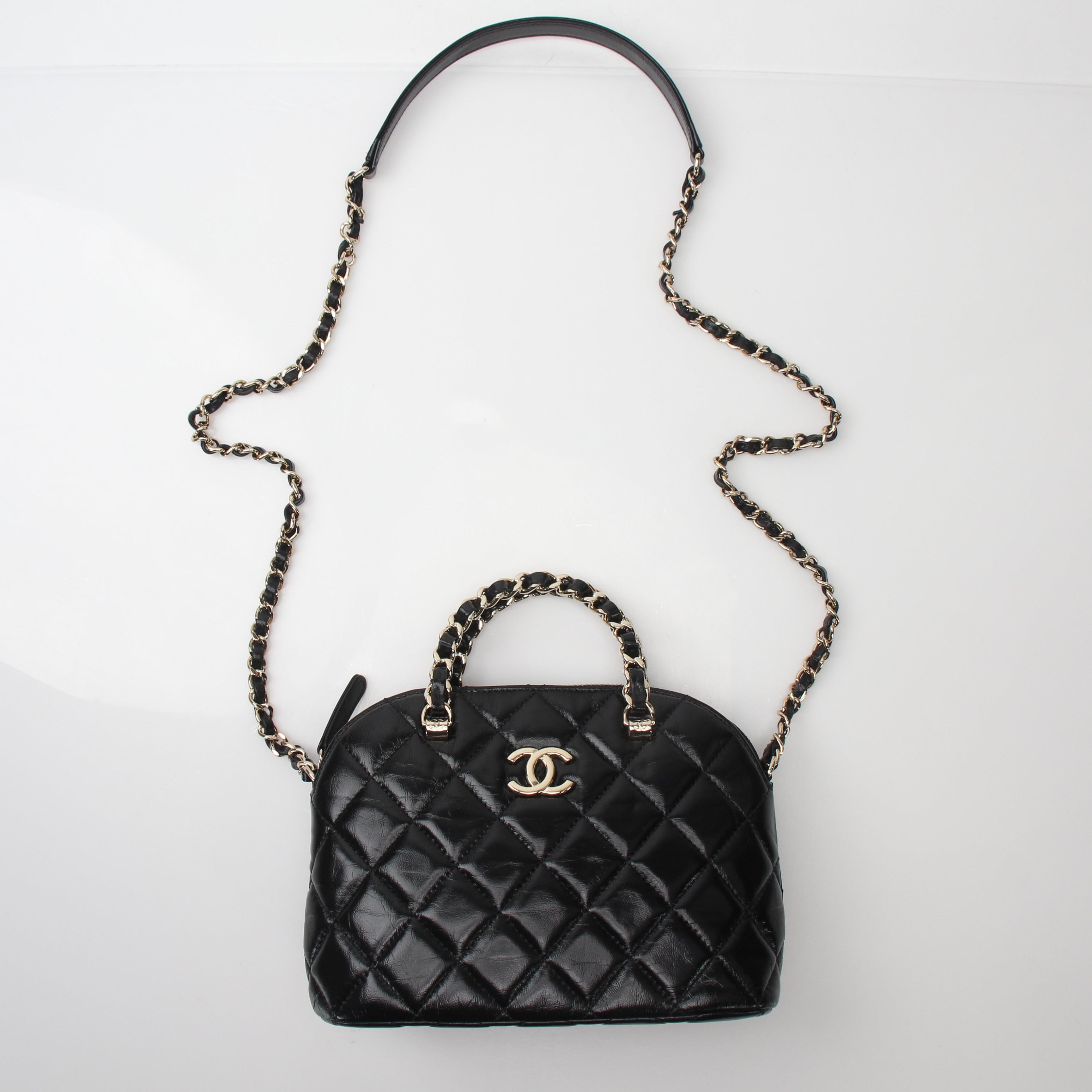 Chanel Shiny Crumpled Calfskin Mini Bowling Bag