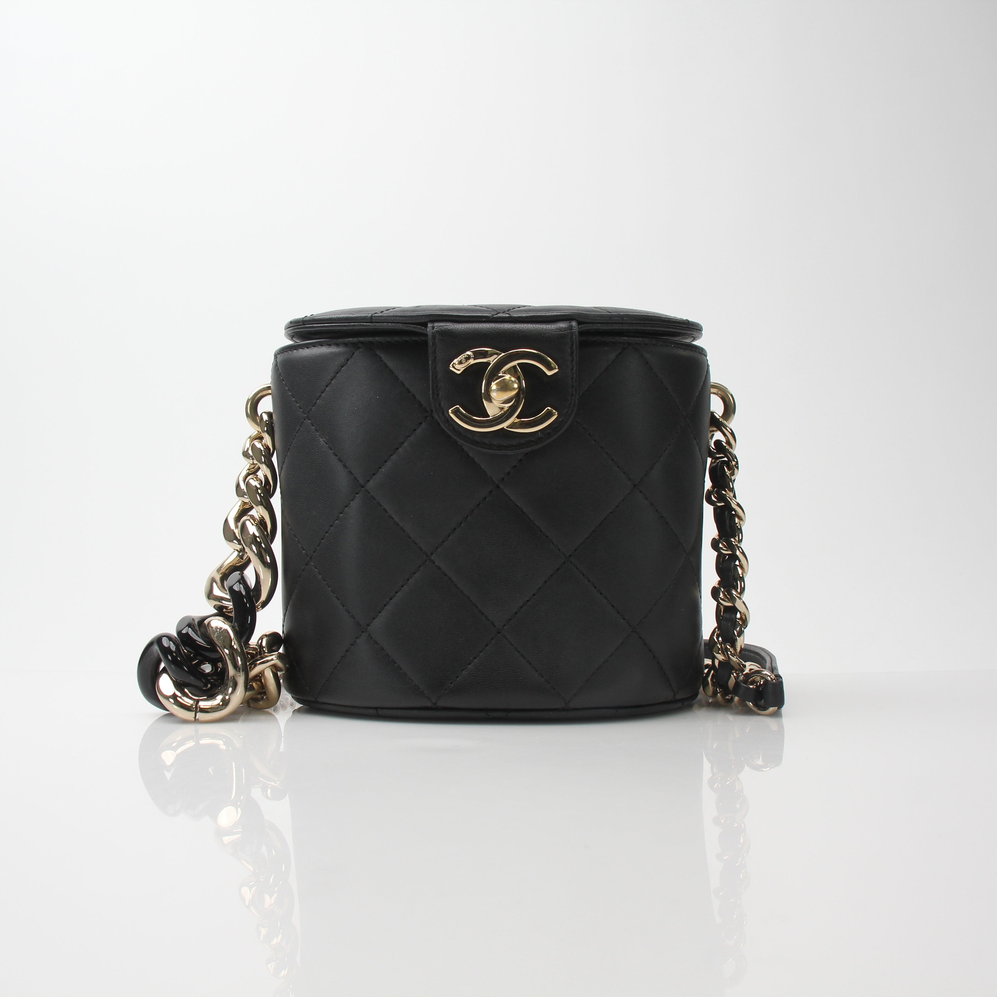 Chanel Quilted Lambskin Chain Vanity Case Crossbody Bag