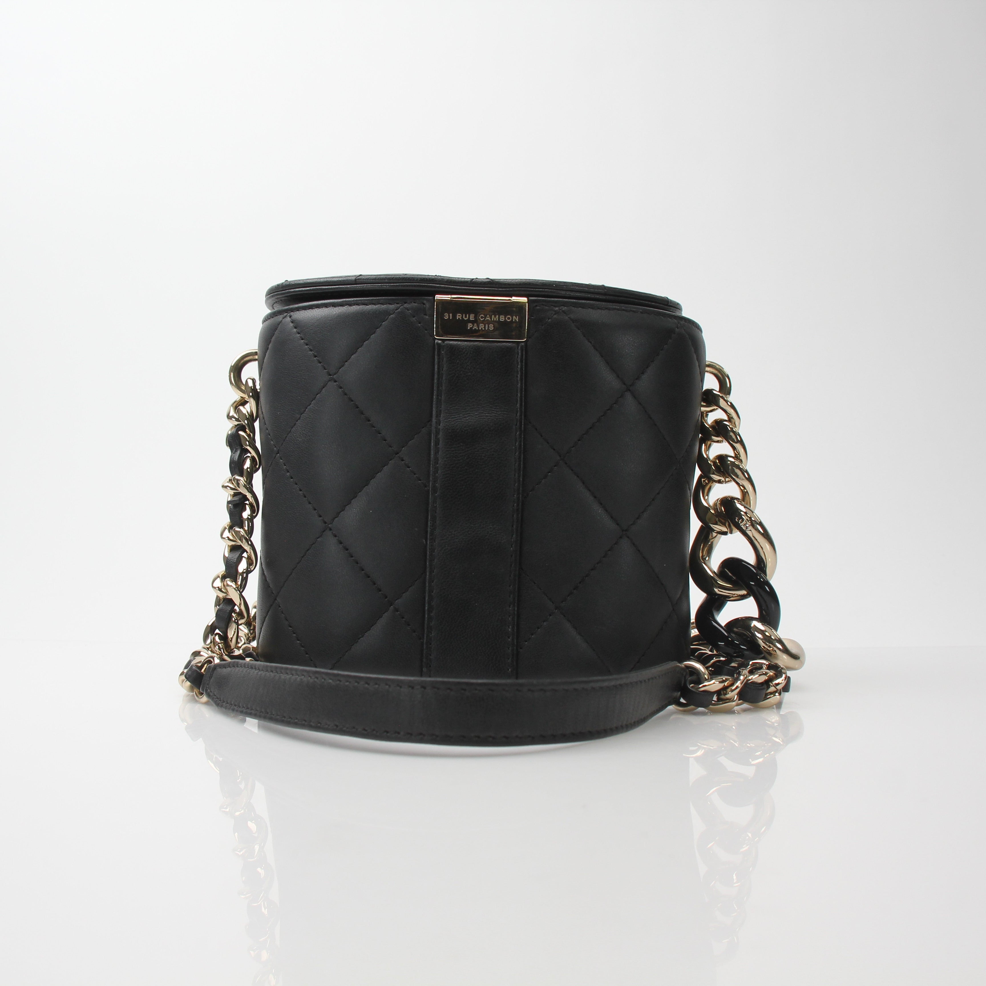 Chanel Quilted Lambskin Chain Vanity Case Crossbody Bag