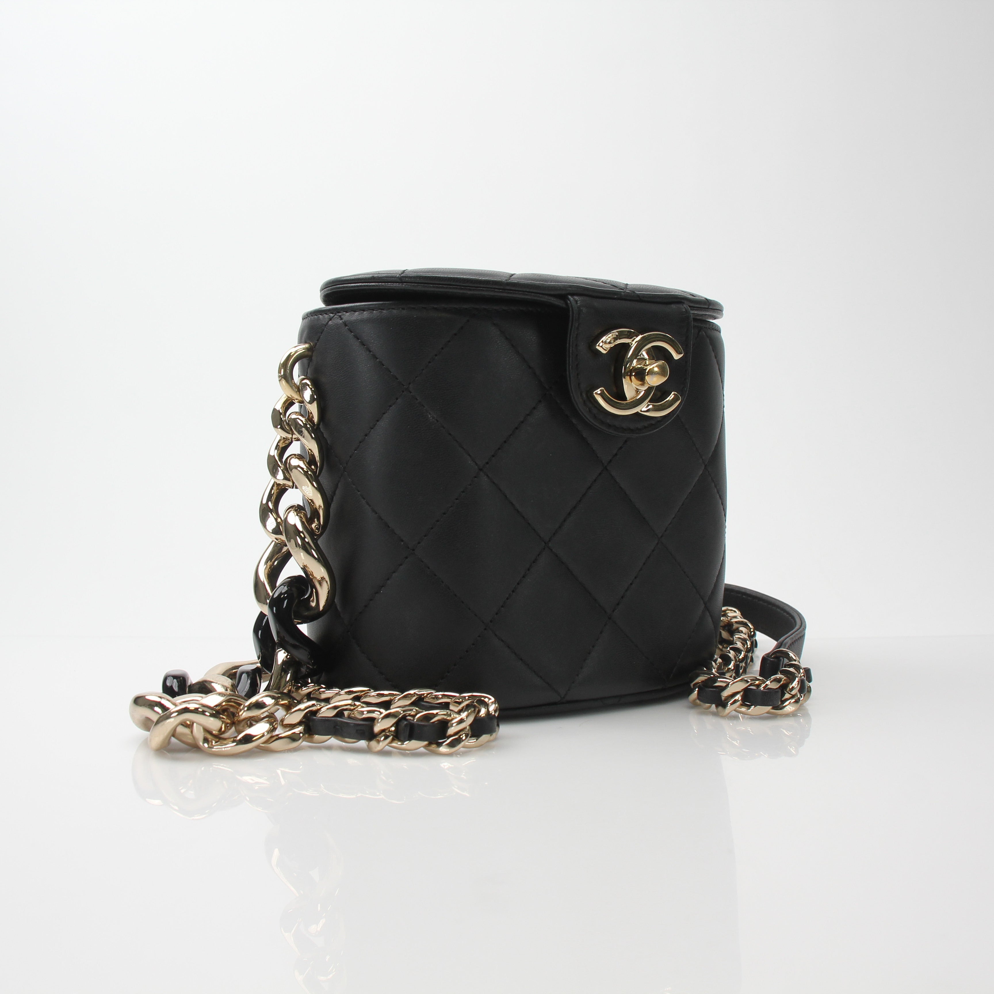 Chanel Quilted Lambskin Chain Vanity Case Crossbody Bag