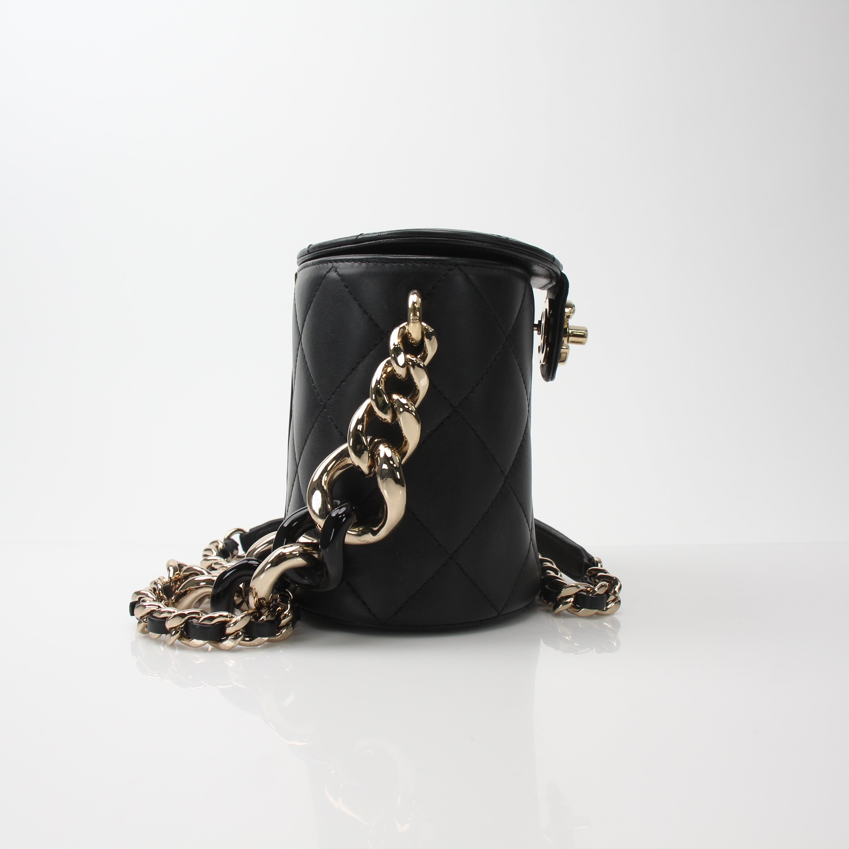 Chanel Quilted Lambskin Chain Vanity Case Crossbody Bag