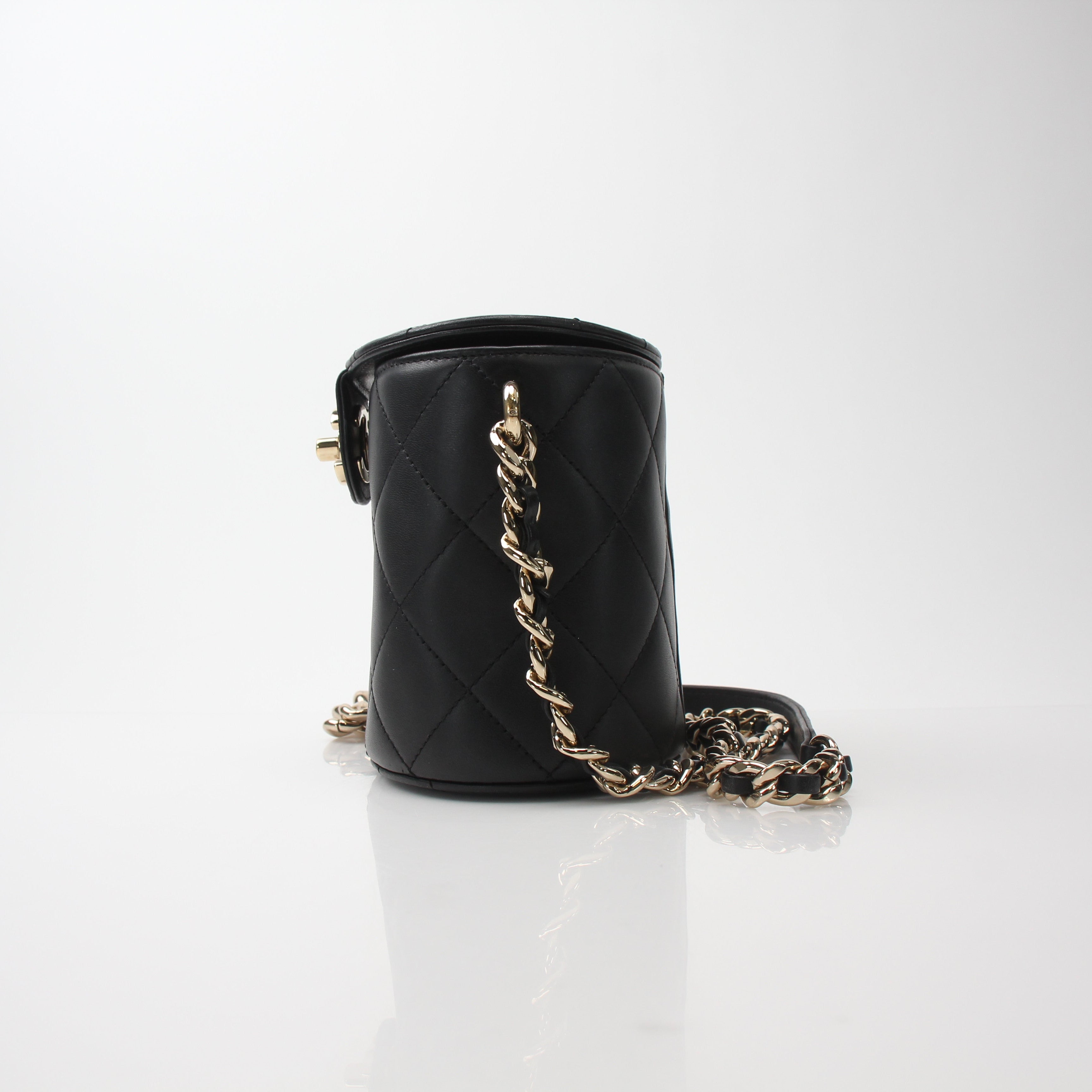 Chanel Quilted Lambskin Chain Vanity Case Crossbody Bag