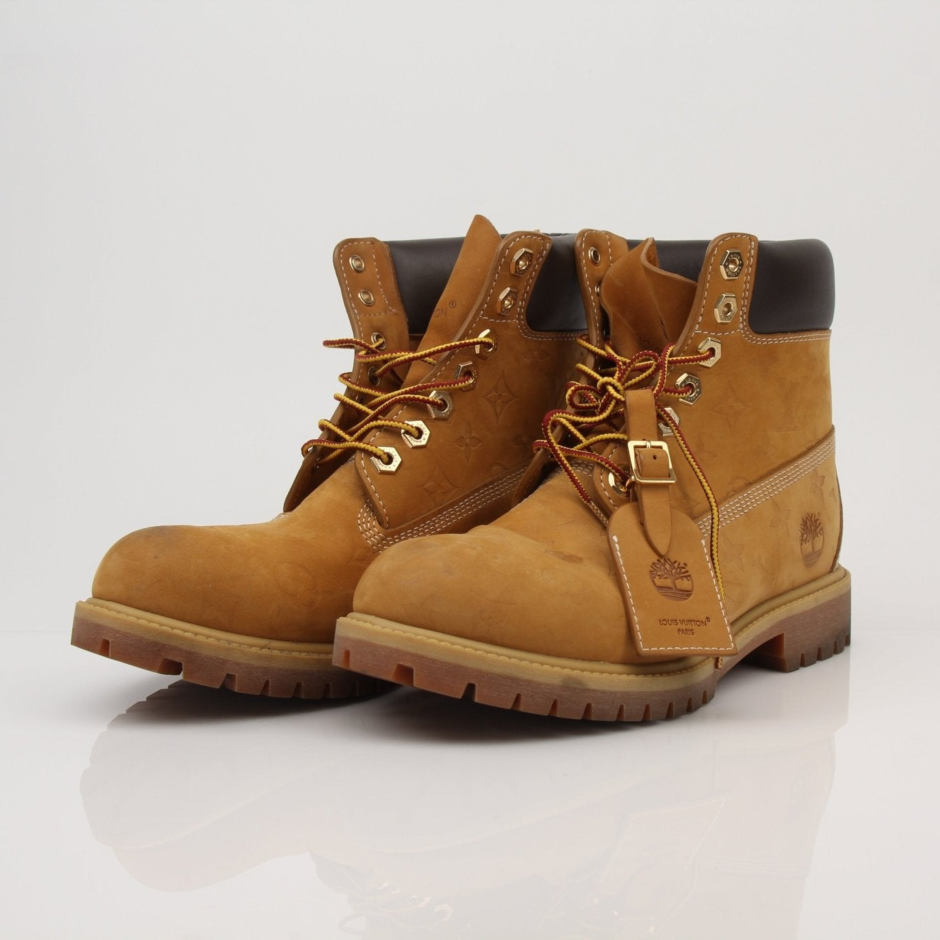 Louis Vuitton x Timberland Monogram Nubuck Boots in size 9, stylish shoes with monogram design and durable nubuck material.