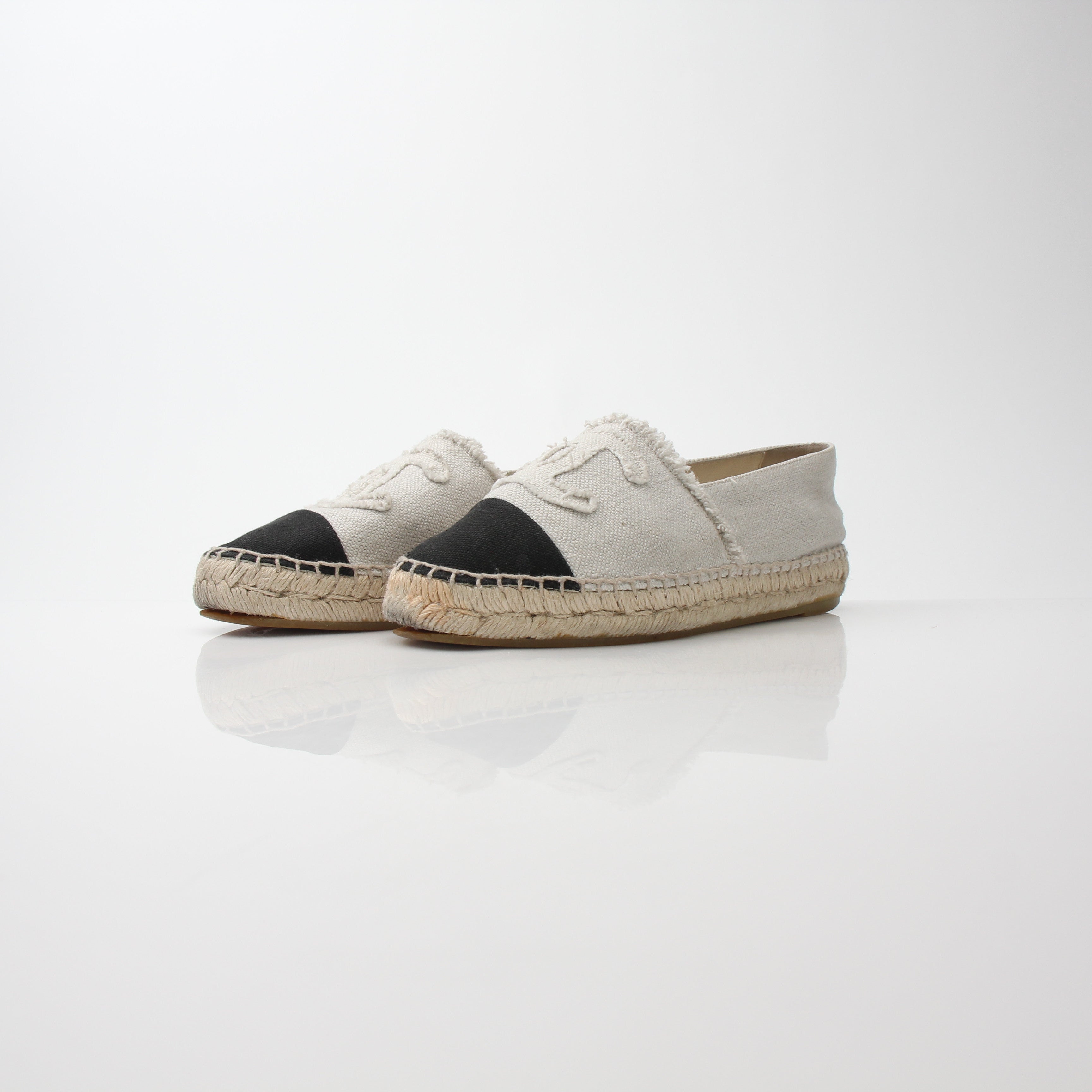 Chanel Women’s Canvas Cap Toe Espadrille Flats
