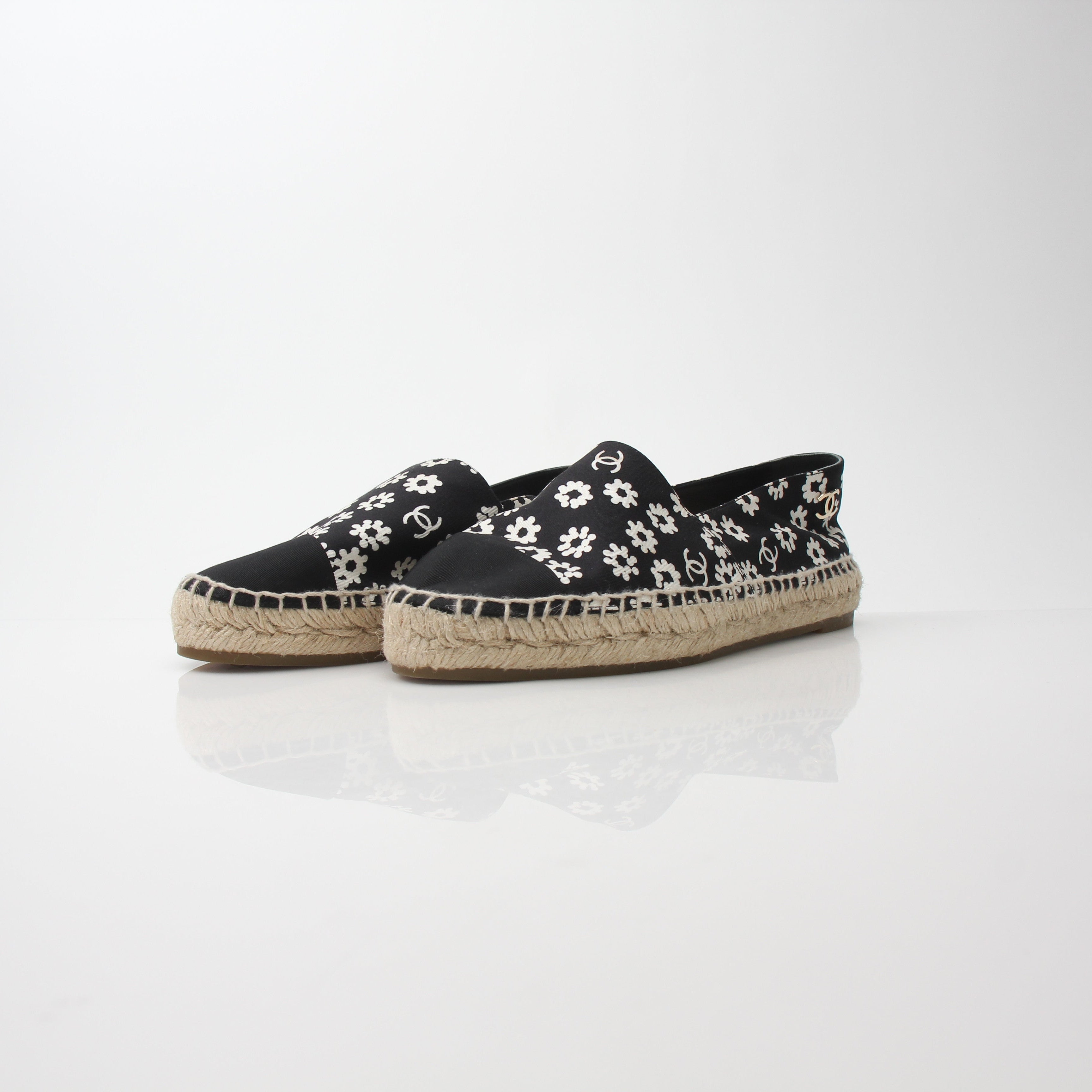 Chanel Women’s Camellia Print Espadrille Flats