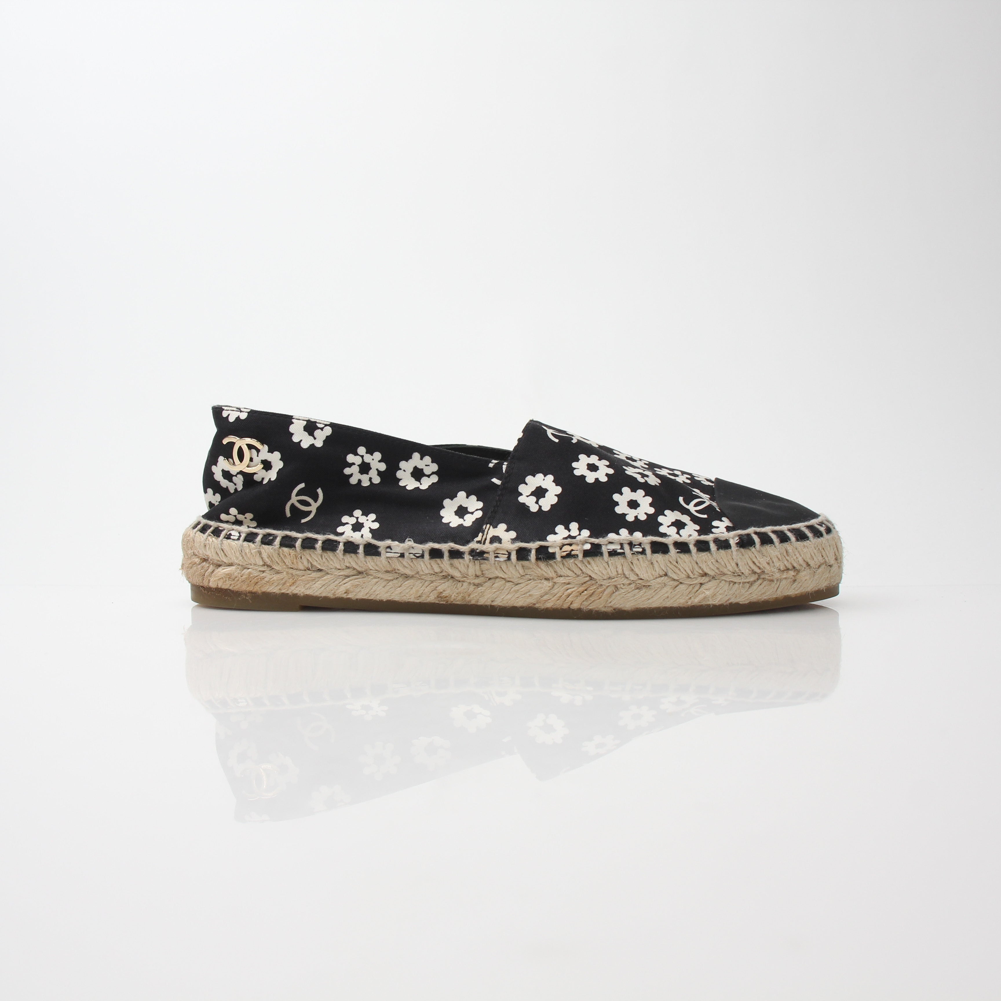 Chanel Women’s Camellia Print Espadrille Flats