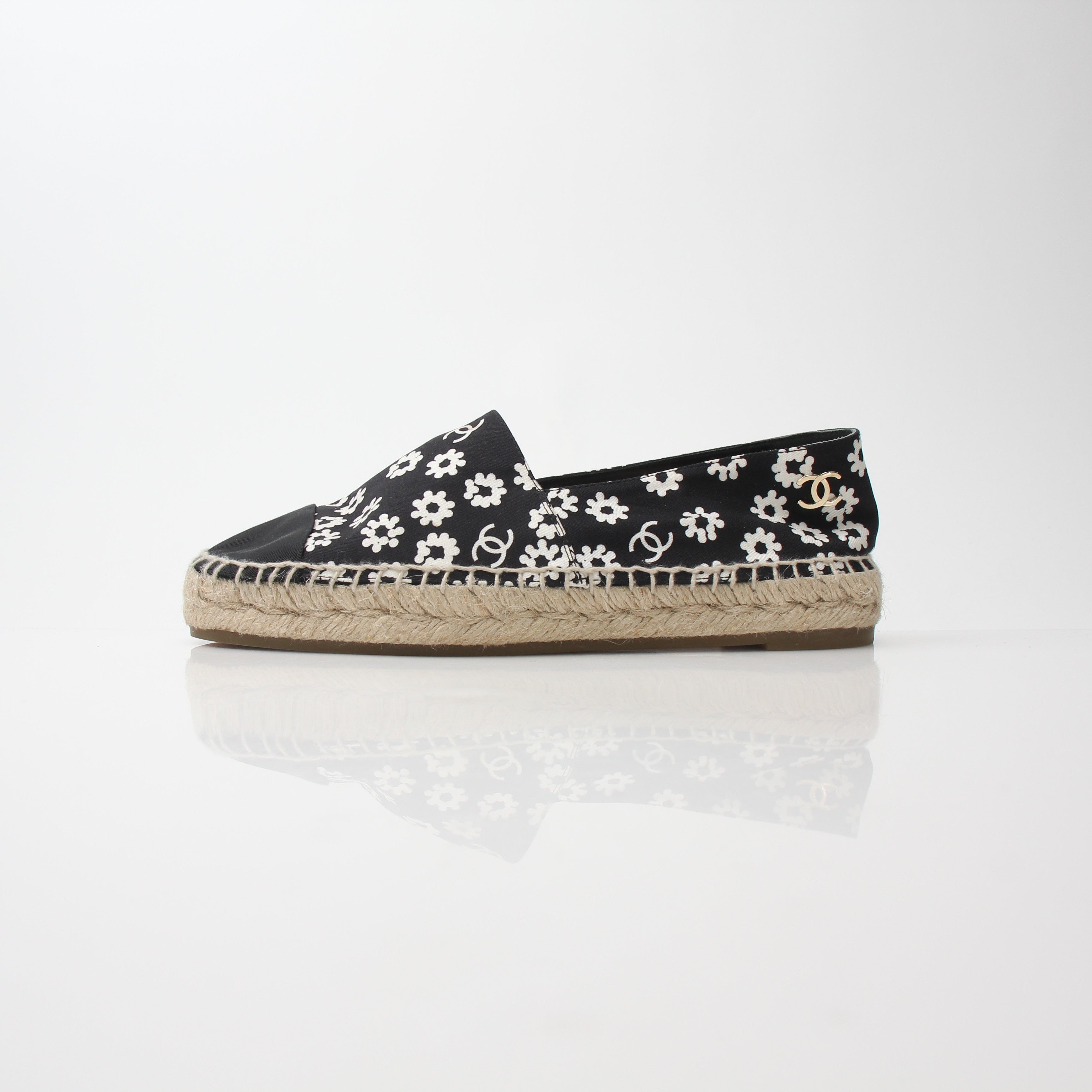 Chanel Women’s Camellia Print Espadrille Flats