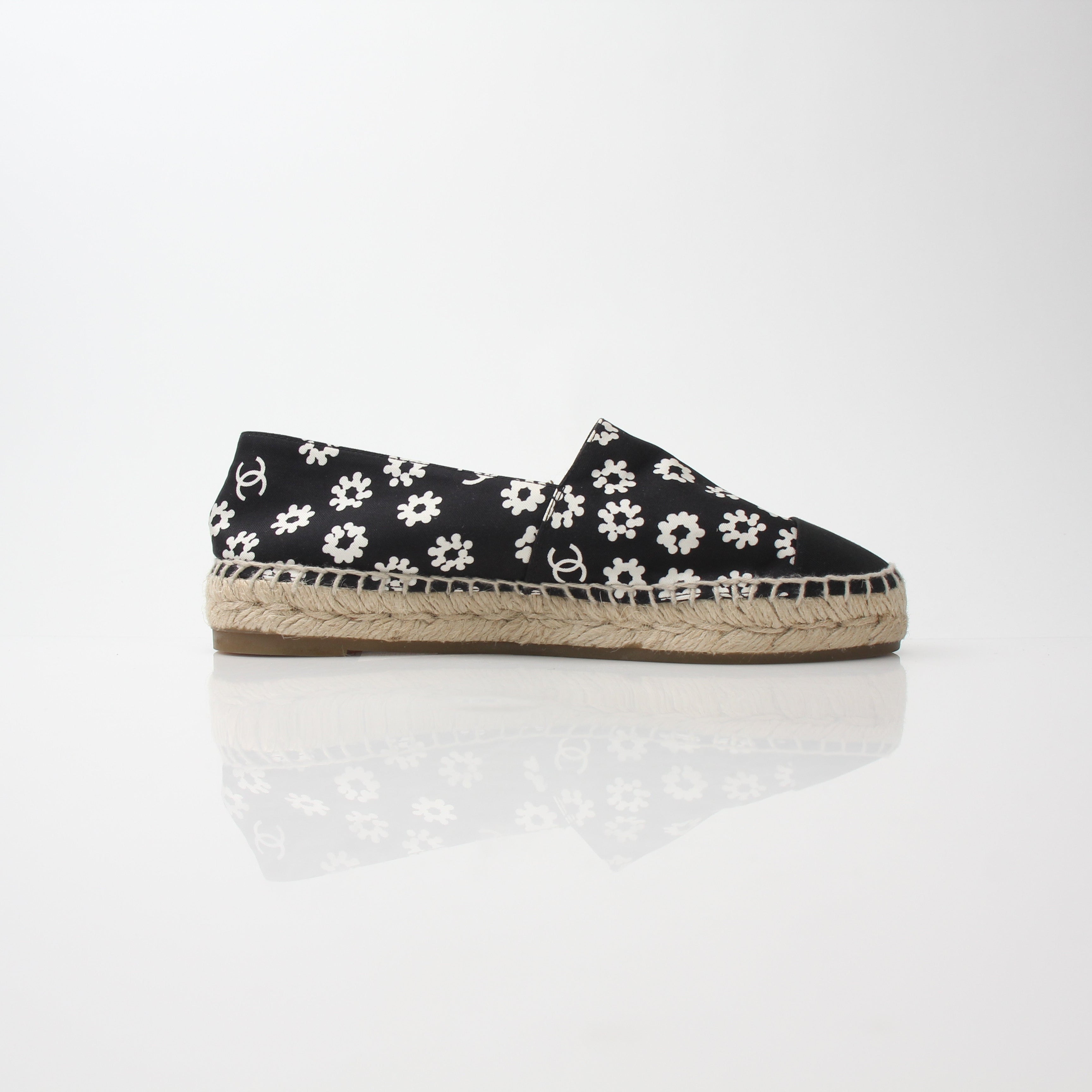 Chanel Women’s Camellia Print Espadrille Flats