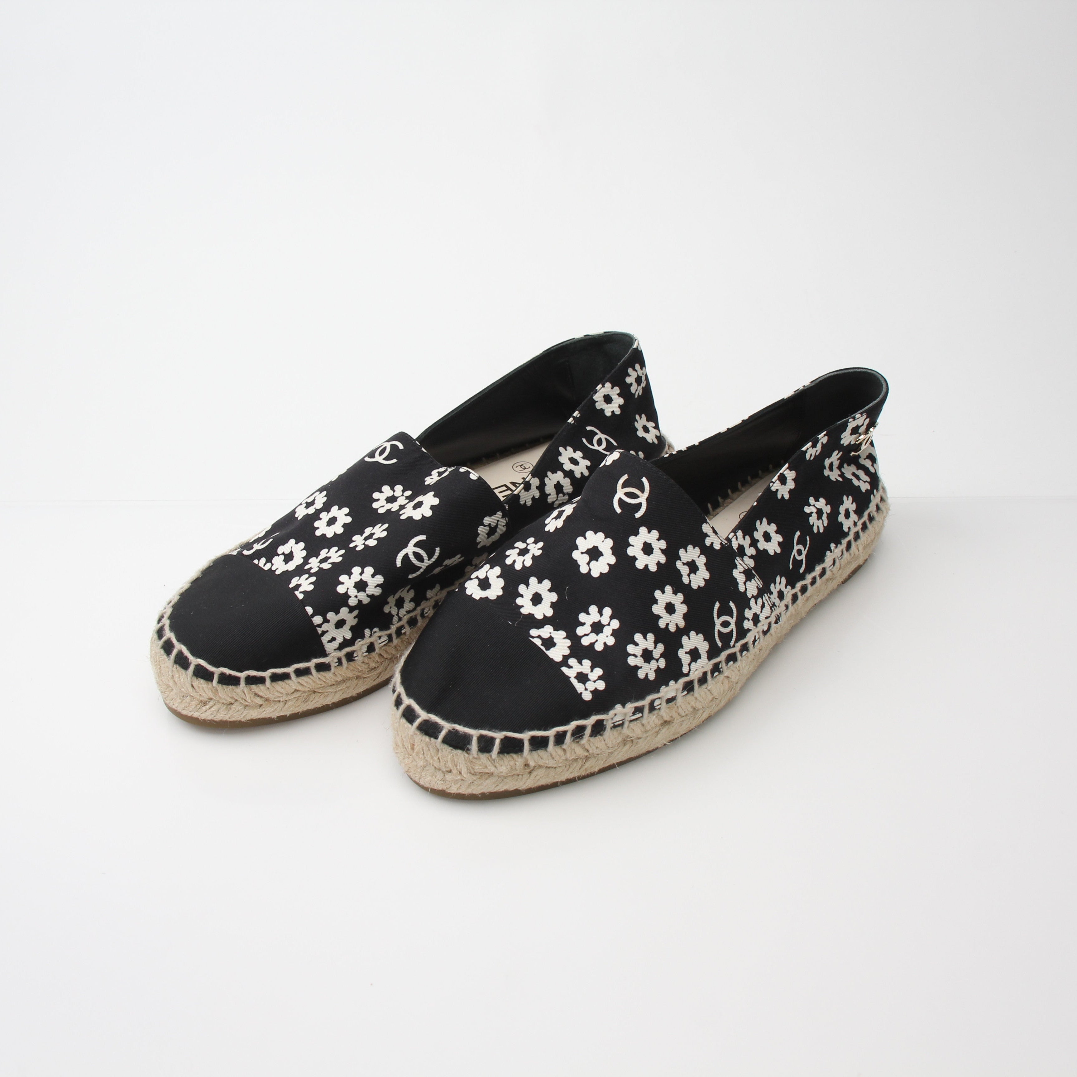Chanel Women’s Camellia Print Espadrille Flats