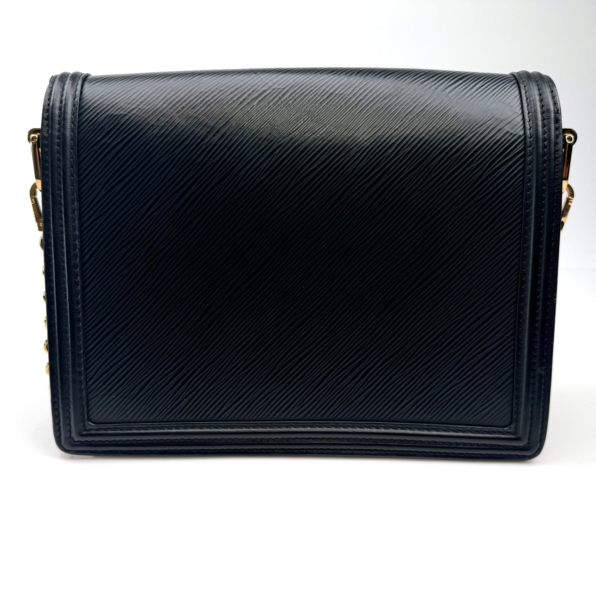 Gold & Beyond Louis Vuitton Mini Dauphine crossbody handbag with structured design and chain strap, in classic monogram canvas.