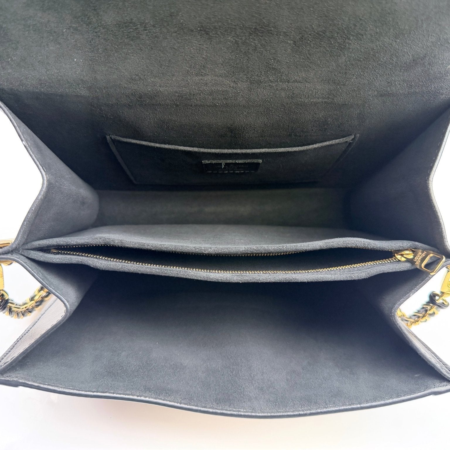 Gold & Beyond Louis Vuitton Mini Dauphine crossbody handbag with signature monogram canvas and gold-tone hardware.
