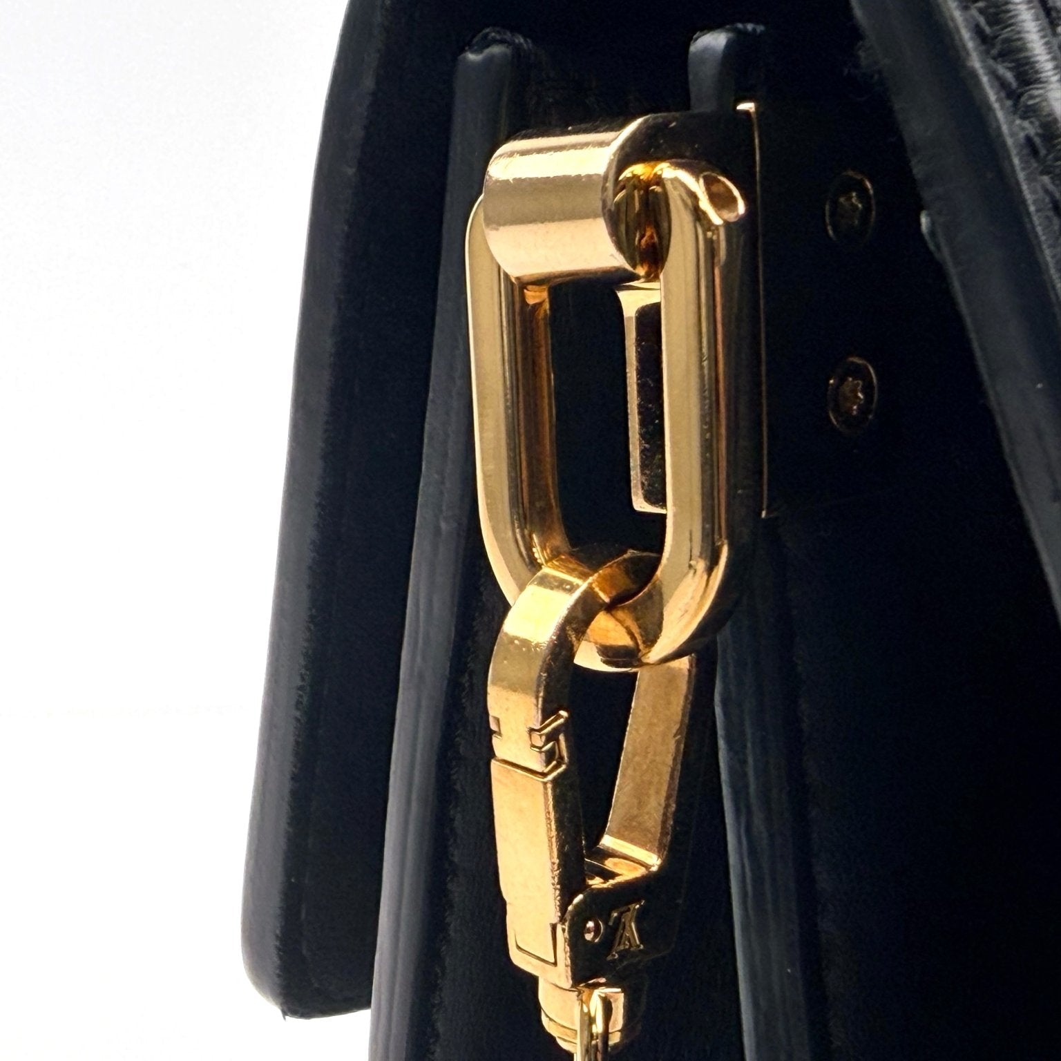 Gold & Beyond Louis Vuitton Mini Dauphine crossbody handbag with monogram canvas and gold-tone hardware.