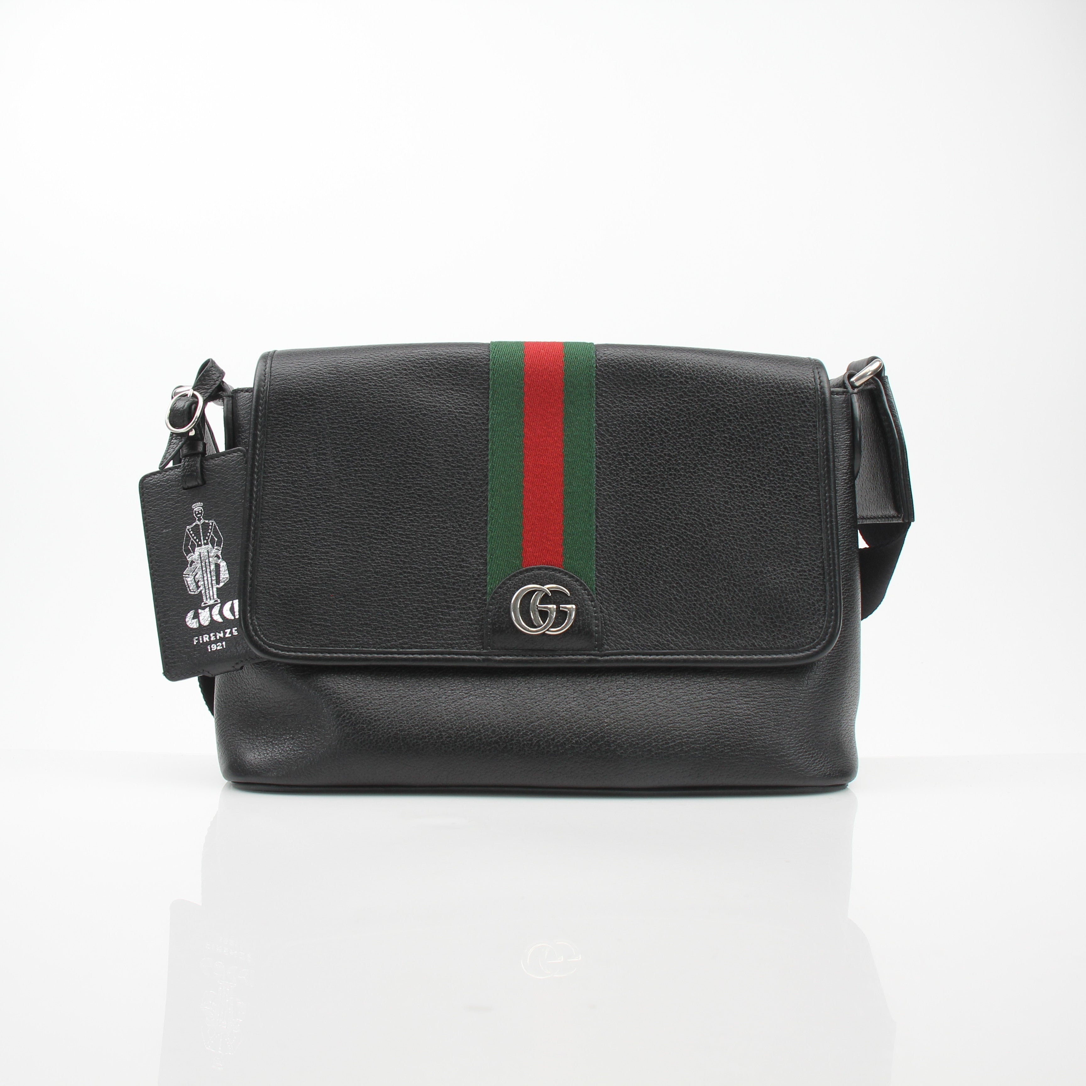 Gucci Black Pebbled Ophidia Messenger Bag
